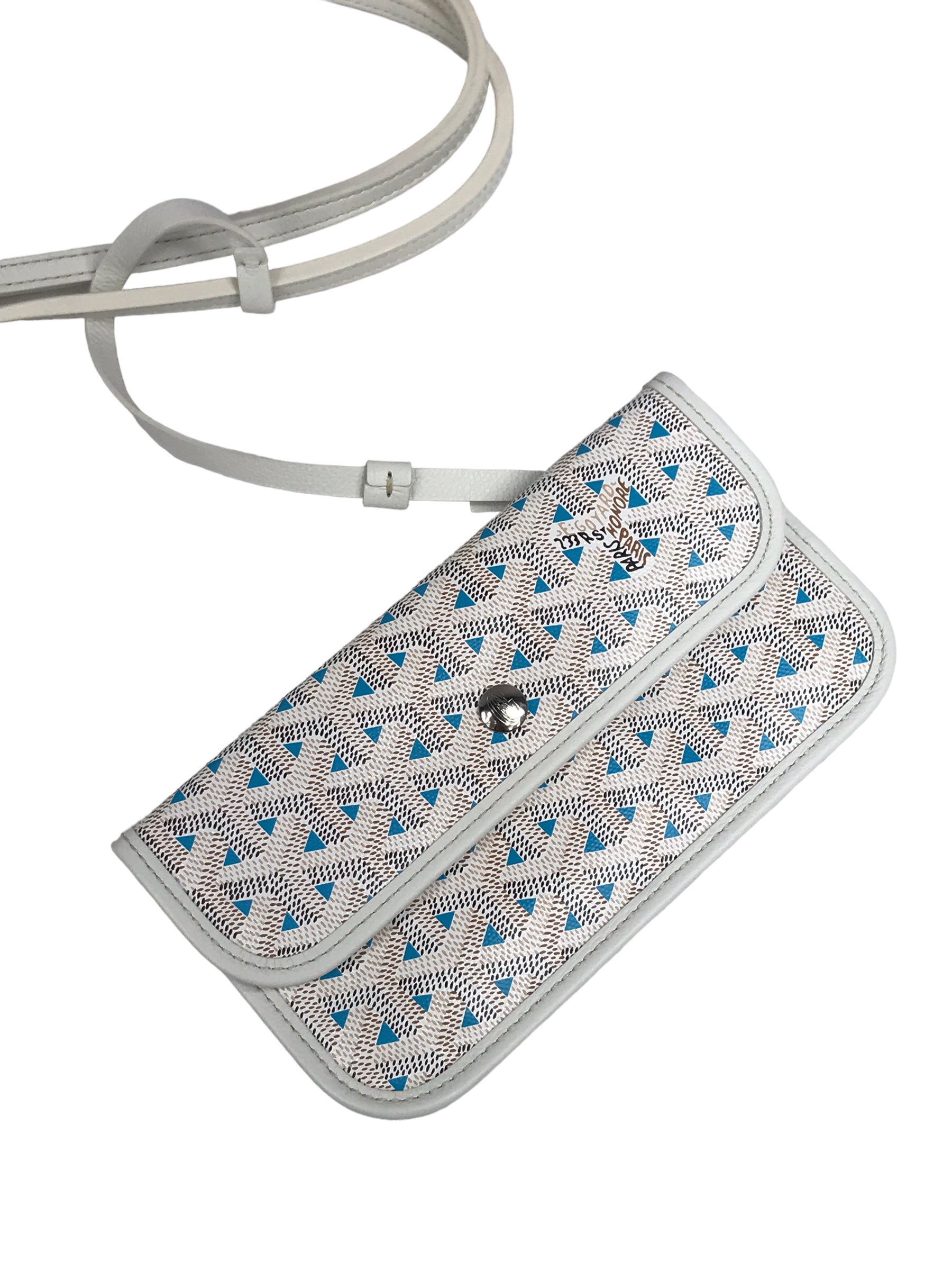 Limited Edition Blue and White Goyardine Canvas and Calfskin Saint Louis Claire-Voie PM Tote