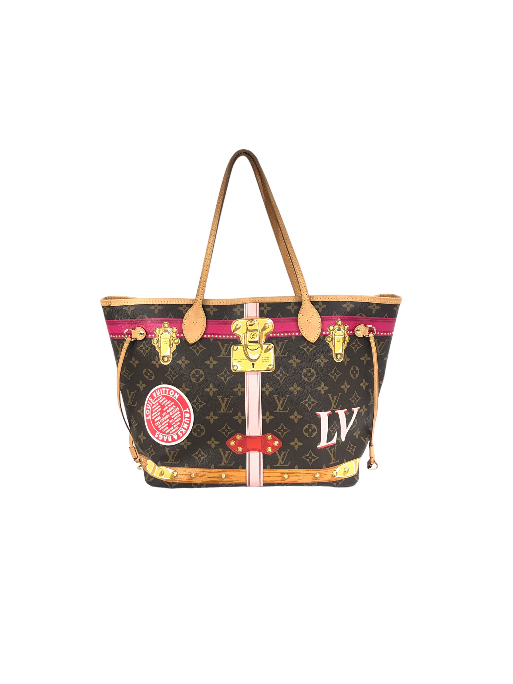 Brown Monogram Canvas “Summer Trunks” Neverfull MM Tote W/GHW- ON LAYAWAY