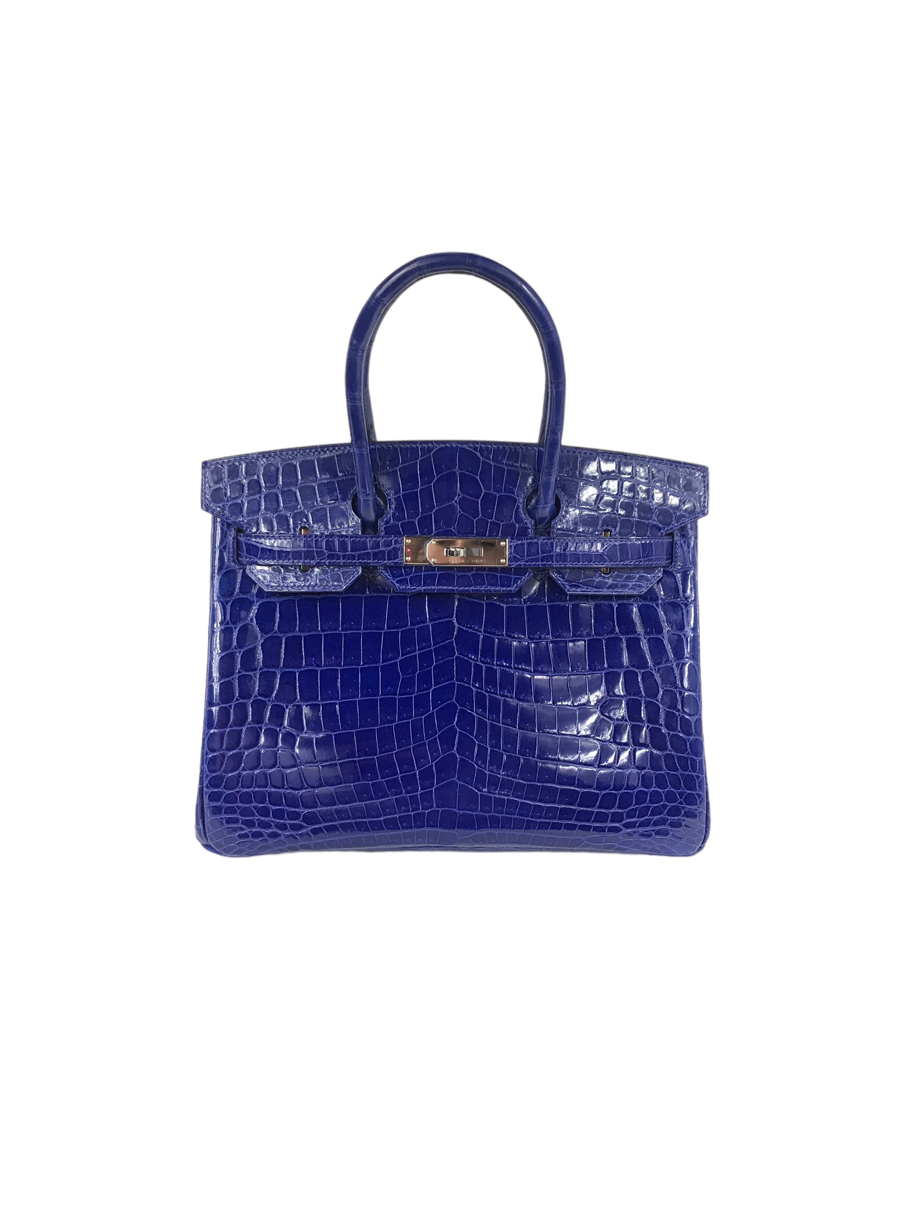 Blue Electric Croc Niloticus Birkin 30 W/ SHW