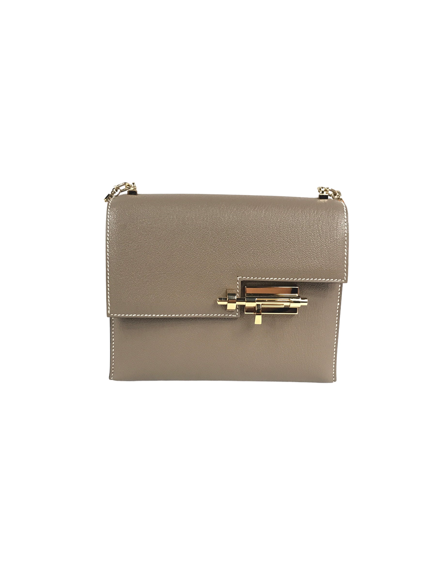 Etoupe Chevre Myssore Verrou Chain Mini Bag W/GHW