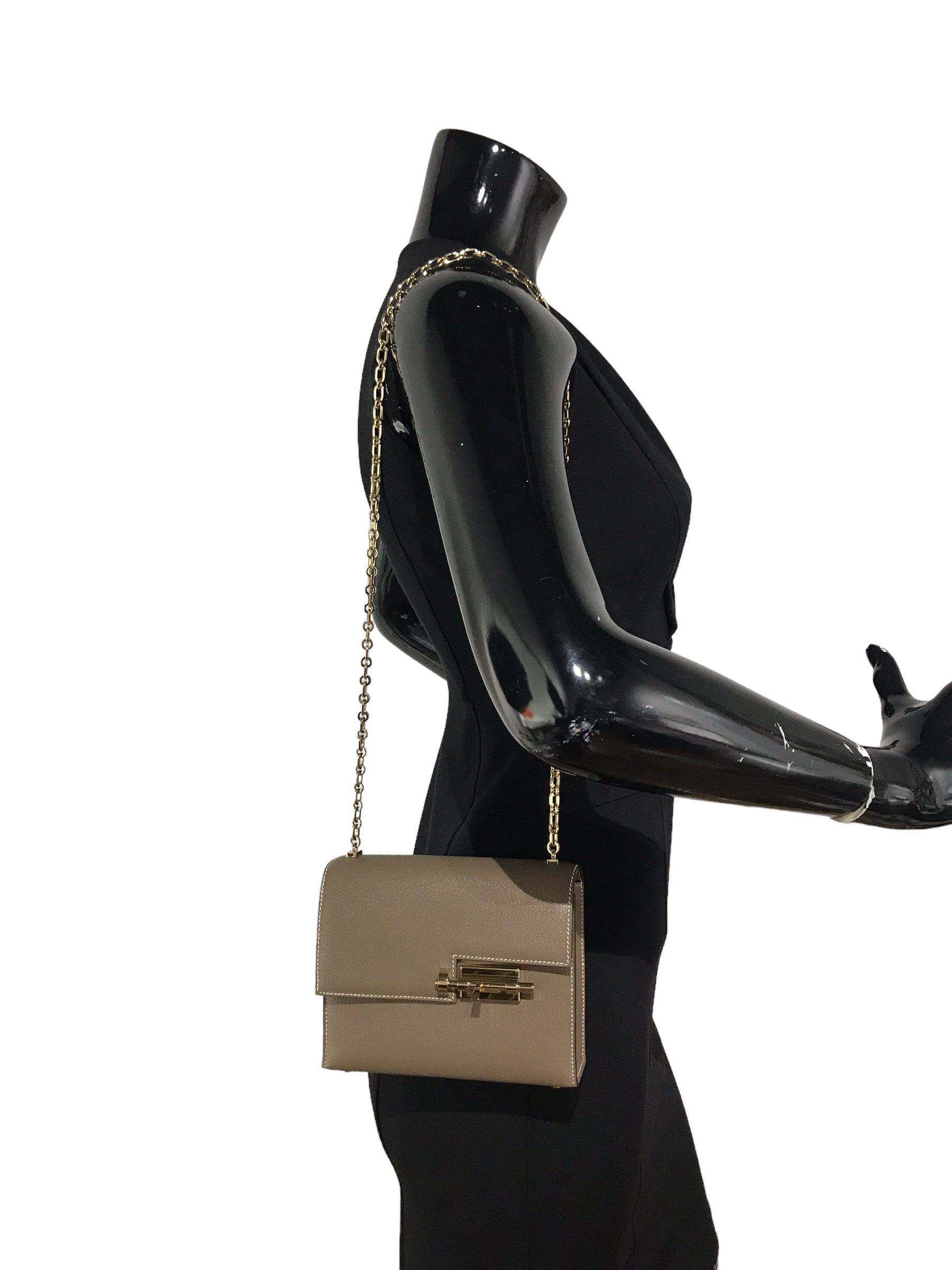 Etoupe Chevre Myssore Verrou Chain Mini Bag W/GHW - Haute Classics