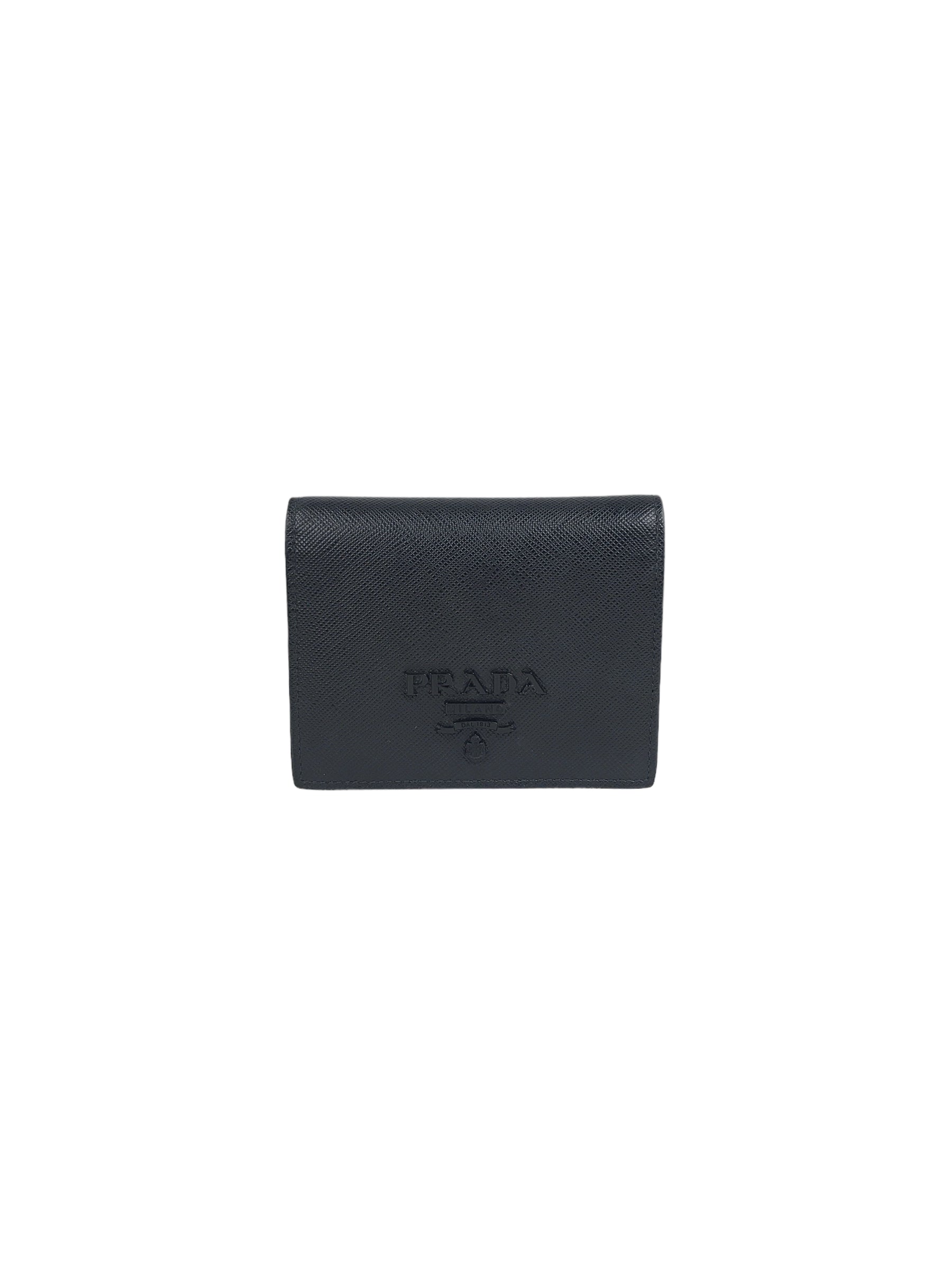 Black Saffiano Shine Bi-Fold Wallet w/BHW