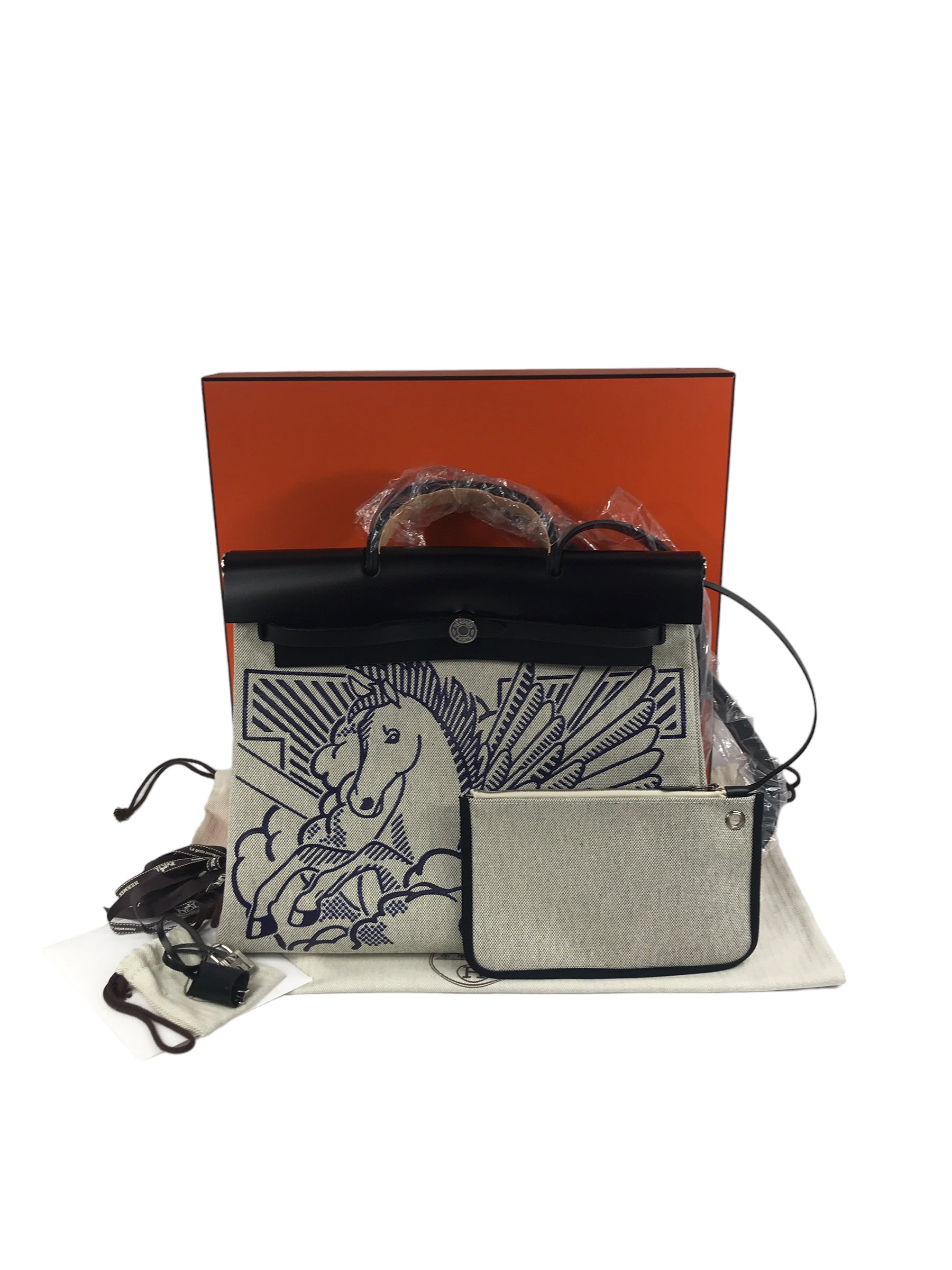 Blue Indigo/Ecru/Black Pegase Pop Herbag Zip 39 w/PHW