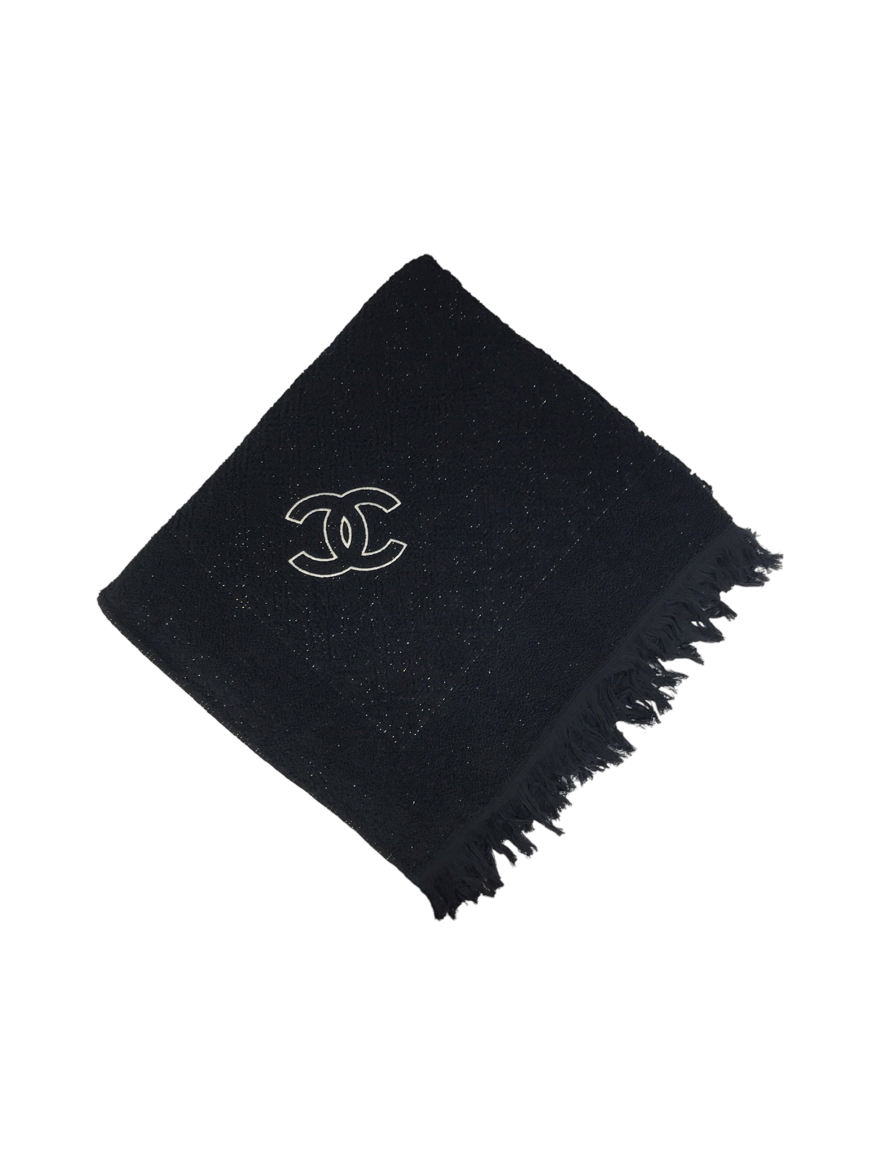 Black Cotton Camelia Beach Towel