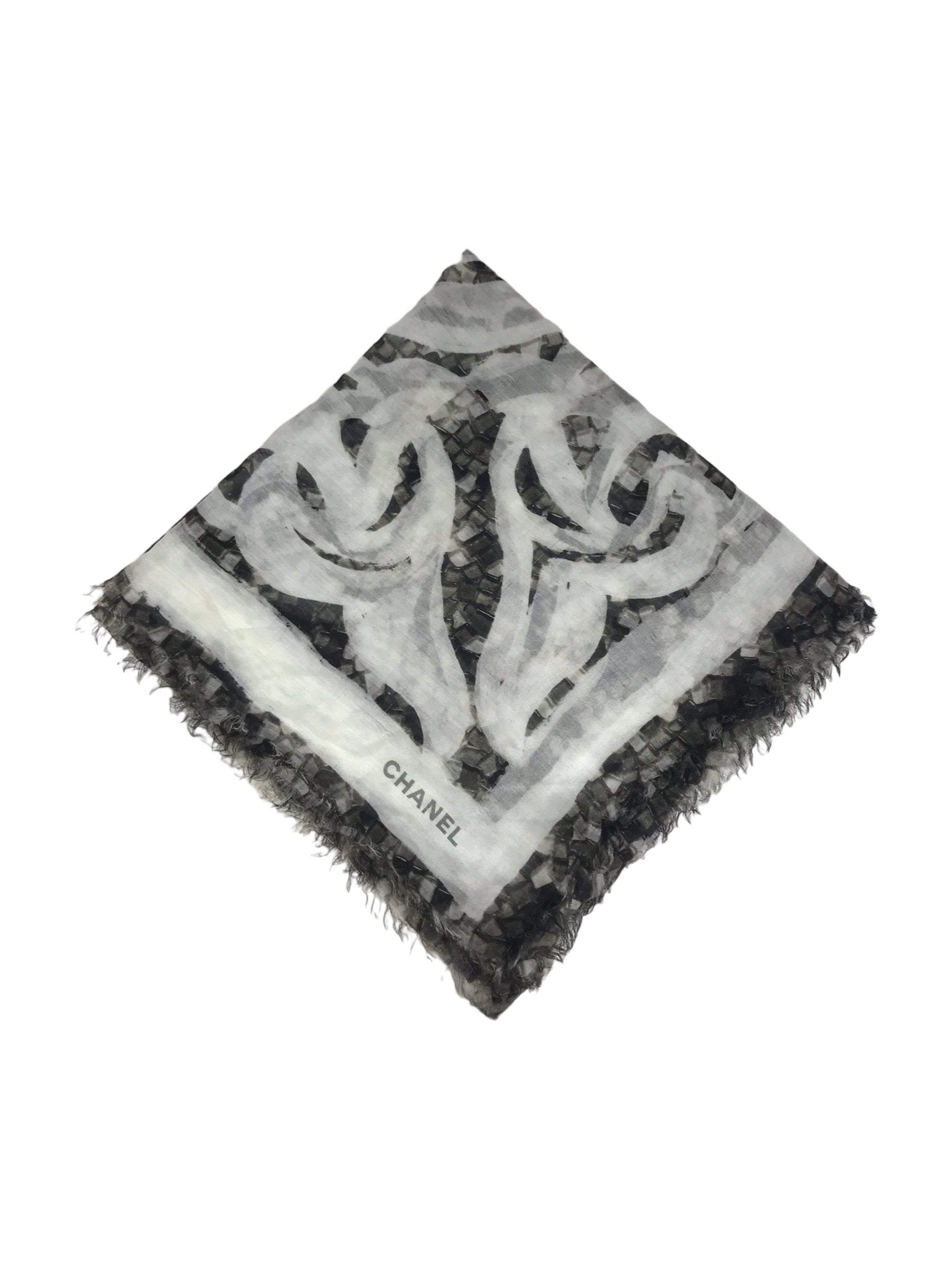 Cashmere/Silk CC White/Black Shawl