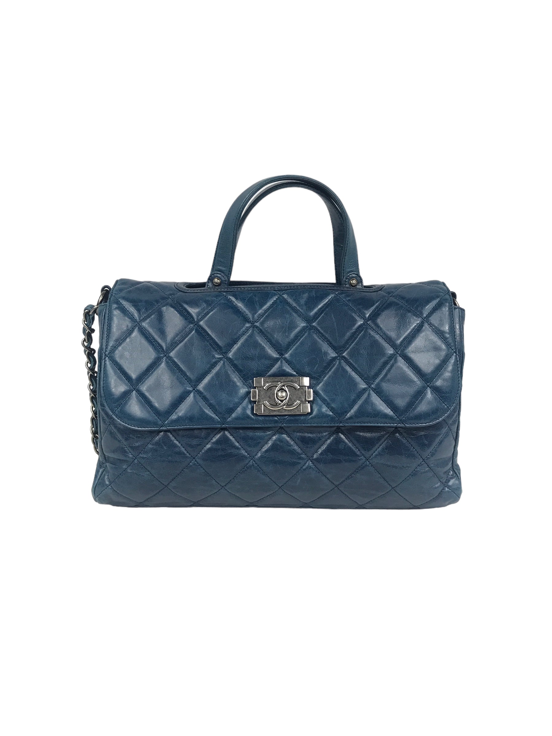 Blue Quilted Distressed Convertible Boy Tote W/RHW