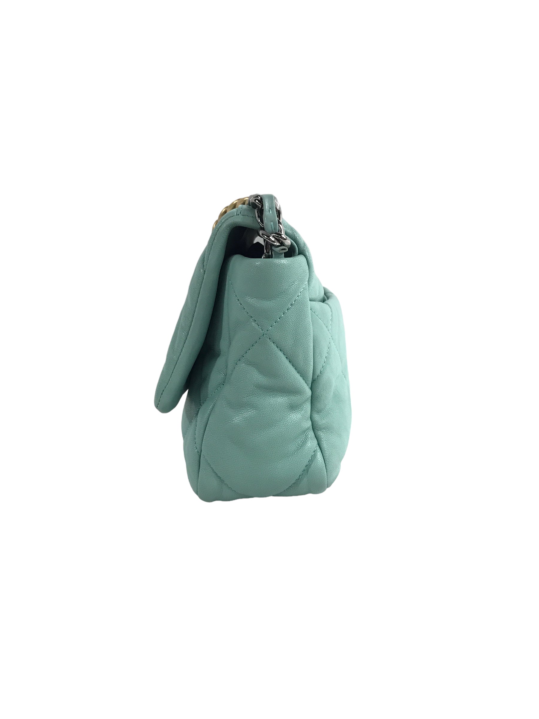 Tiffany Blue Lambskin Small 19 Flap Bag W/SHW/AGHW/RHW