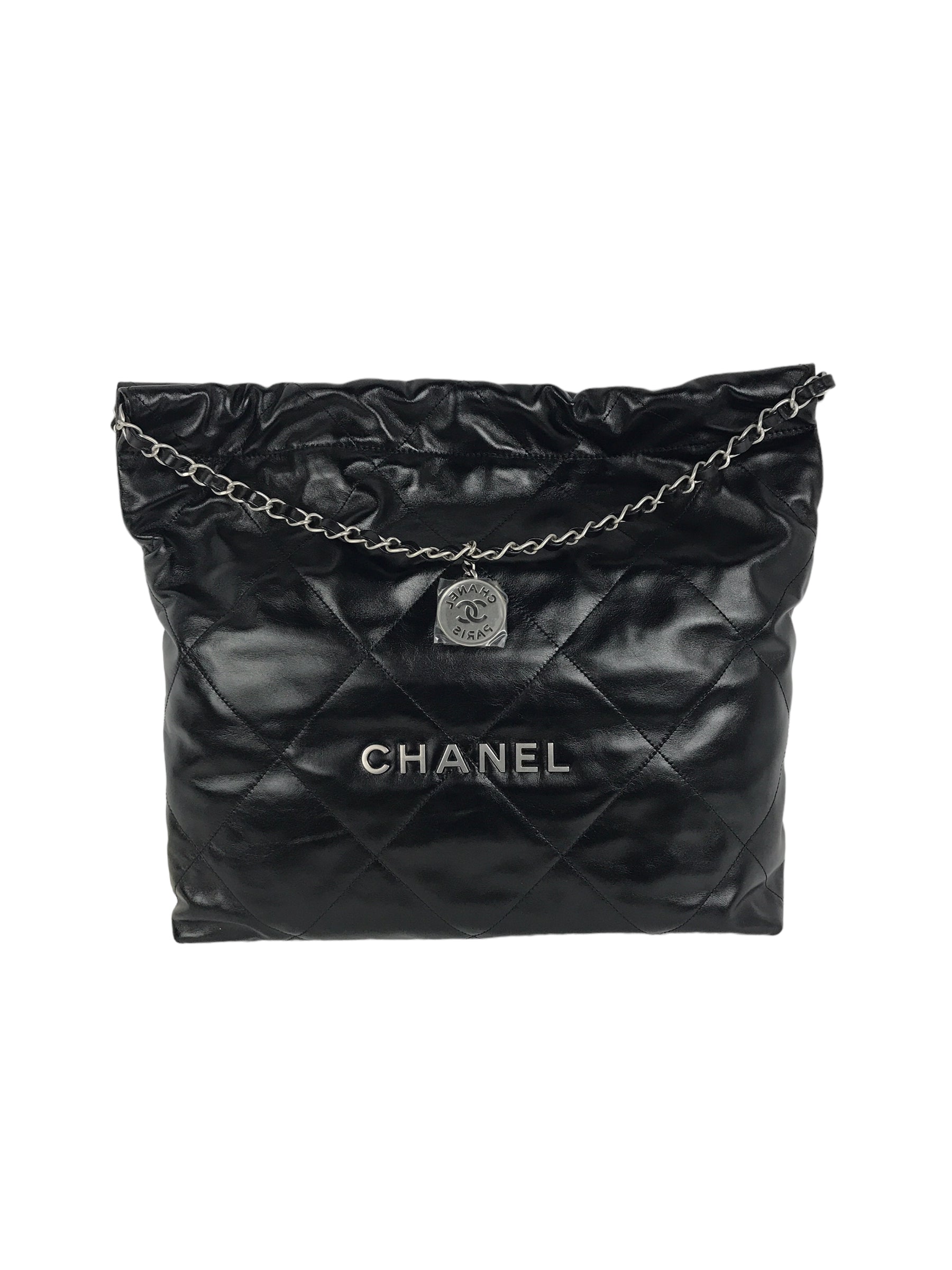Shiny Black Quilted Calfskin Leather 23S Hobo Bag w/MSHW