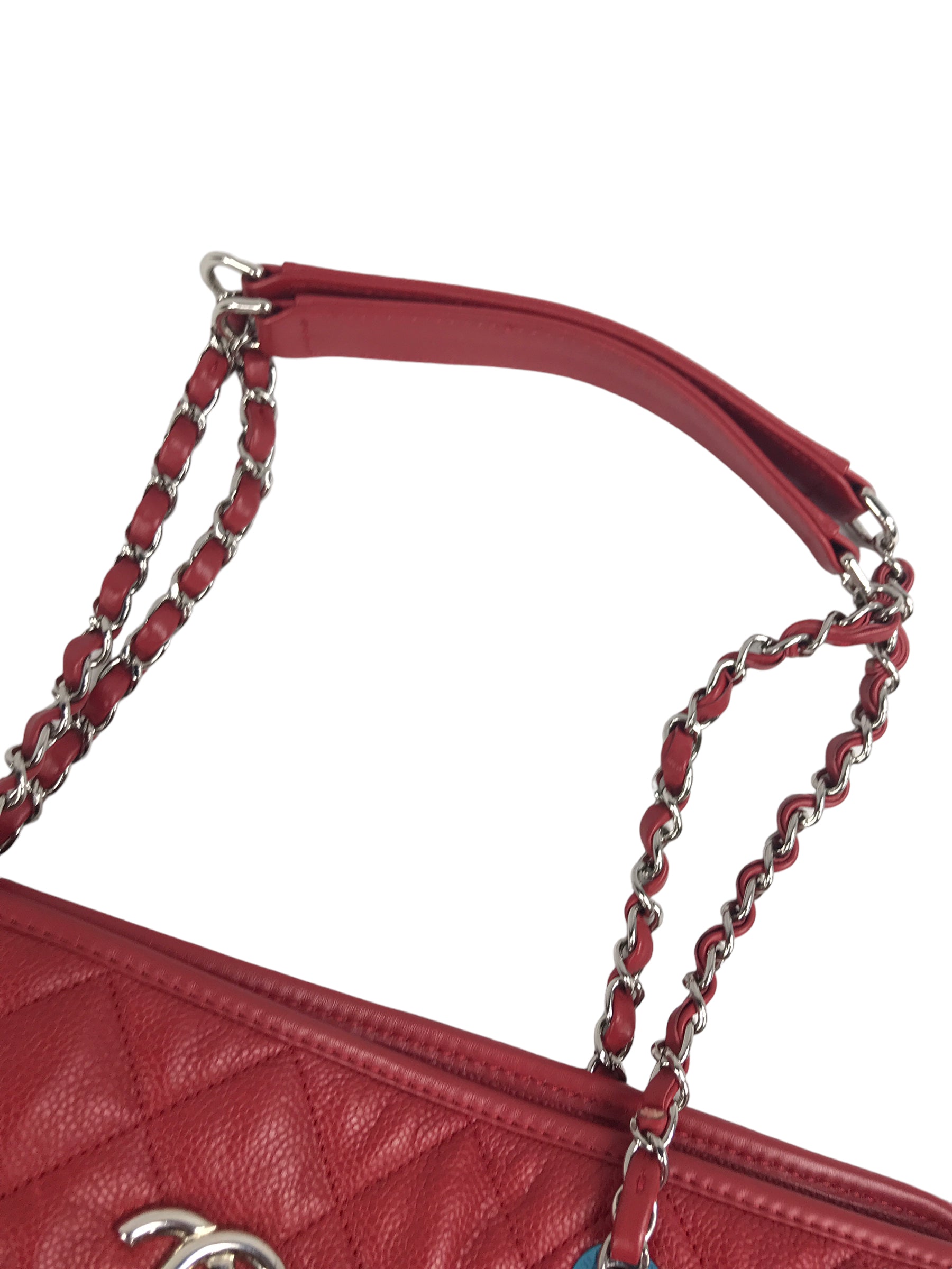 Red Caviar Quilted French Riviera Tote Bag w/SHW