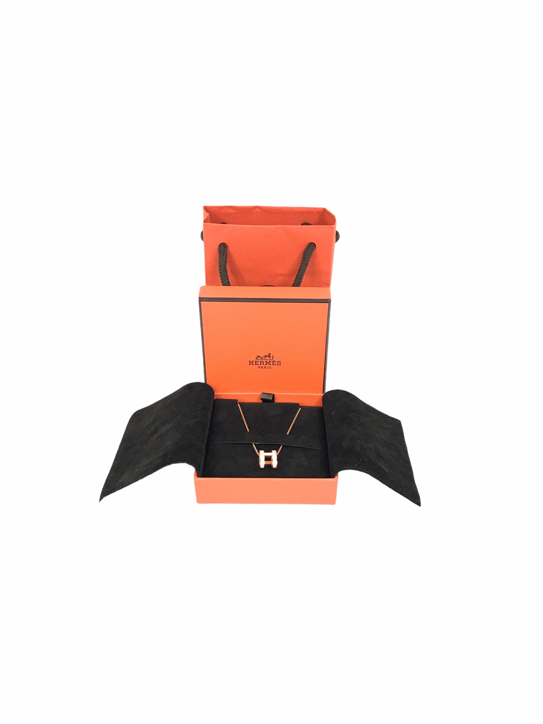 Rose Dragee Enamel H Pop Rose Gold Necklace