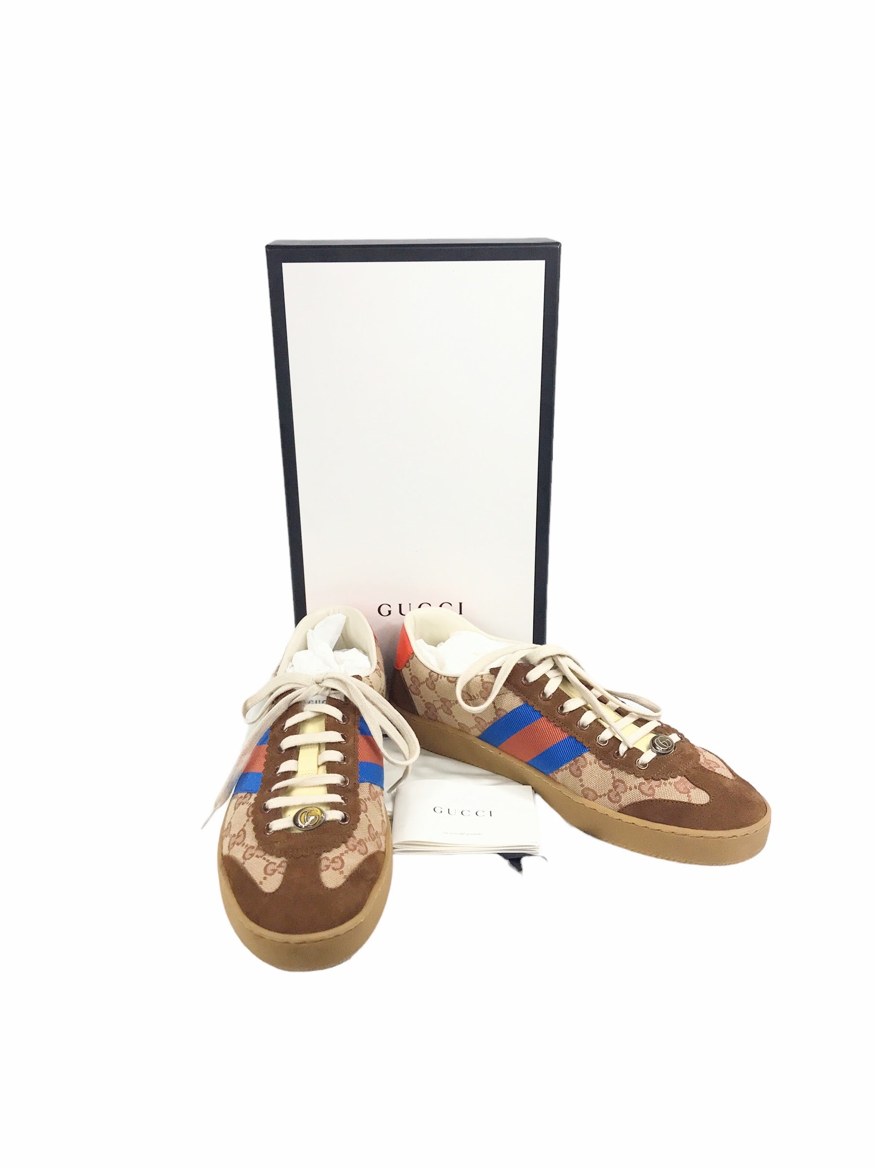 Brown Suede/Brown Monogram Web Men's G74 Sneakers