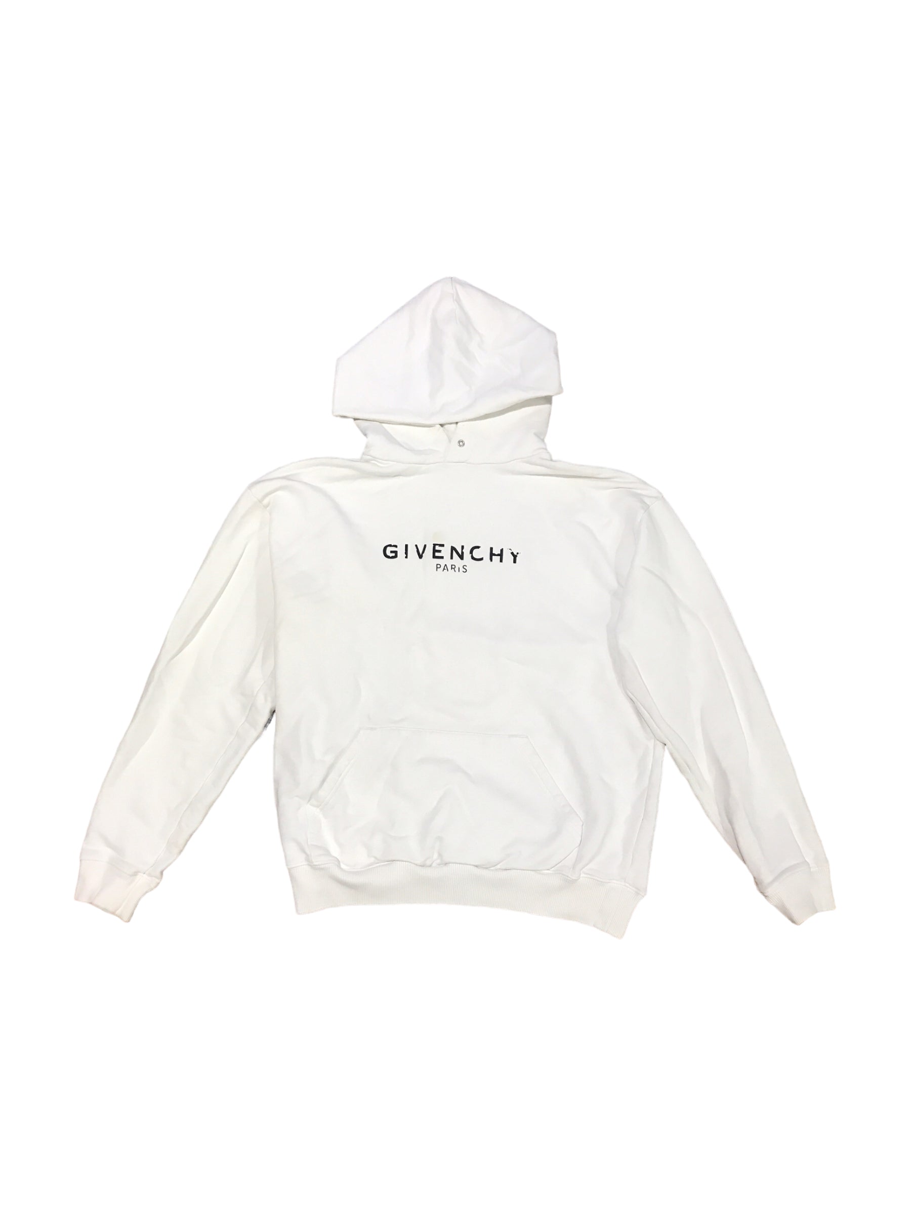 White Logo Printed Cotton Hoodie Sweater