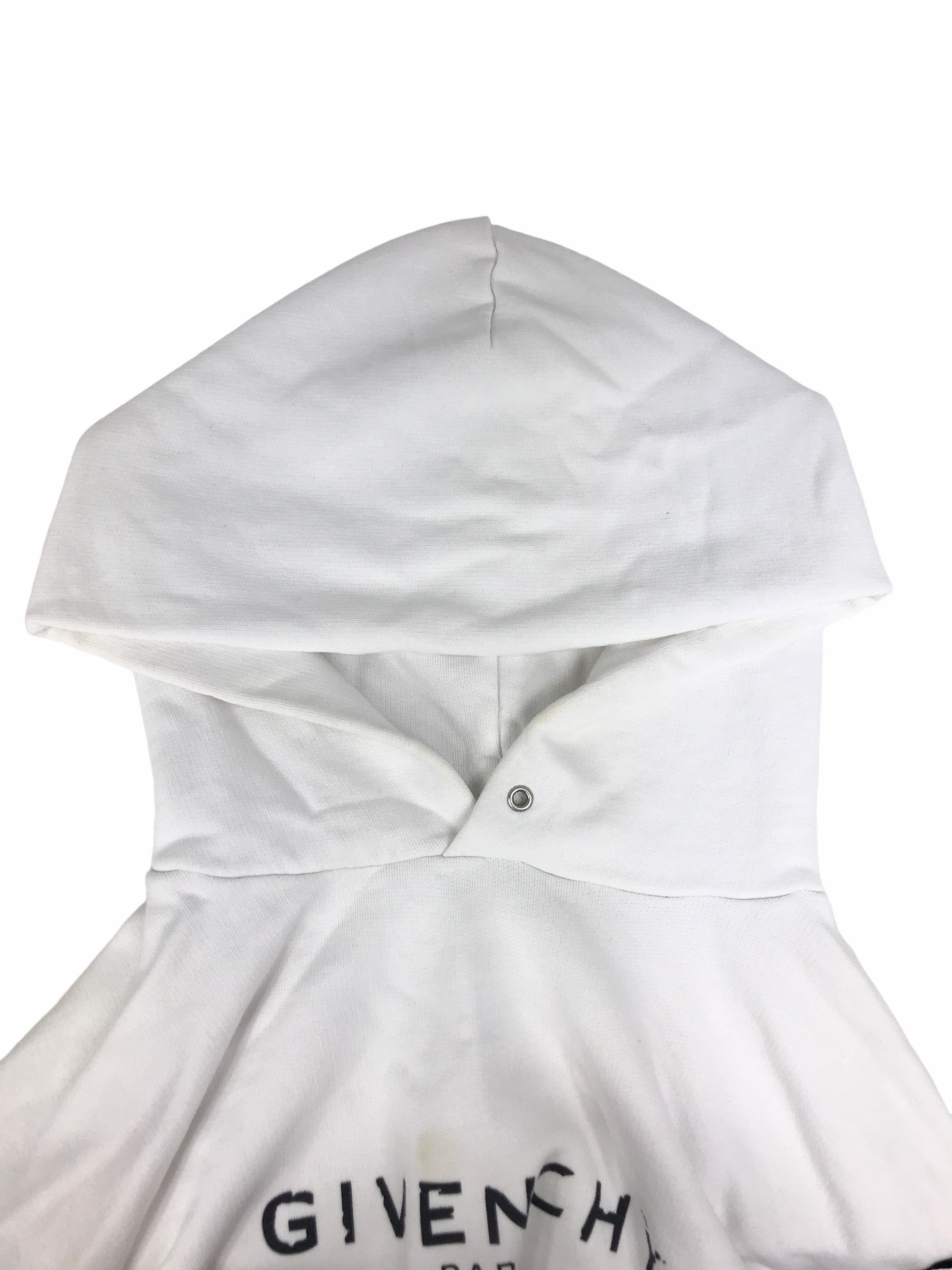 White Logo Printed Cotton Hoodie Sweater