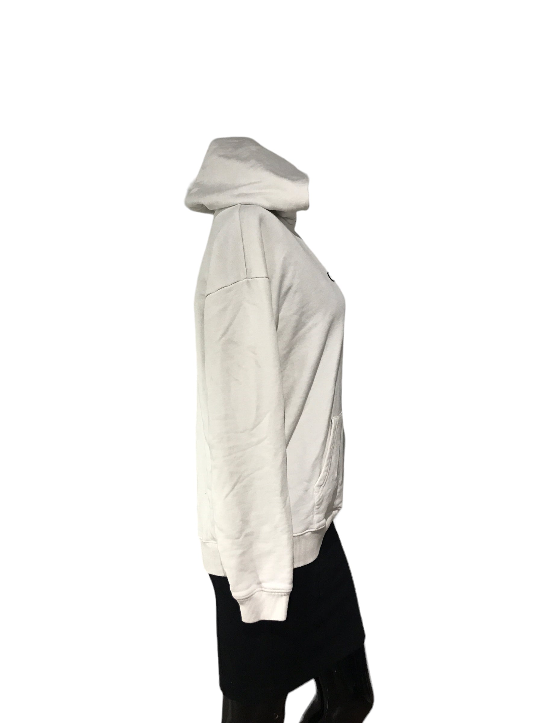 White Logo Printed Cotton Hoodie Sweater