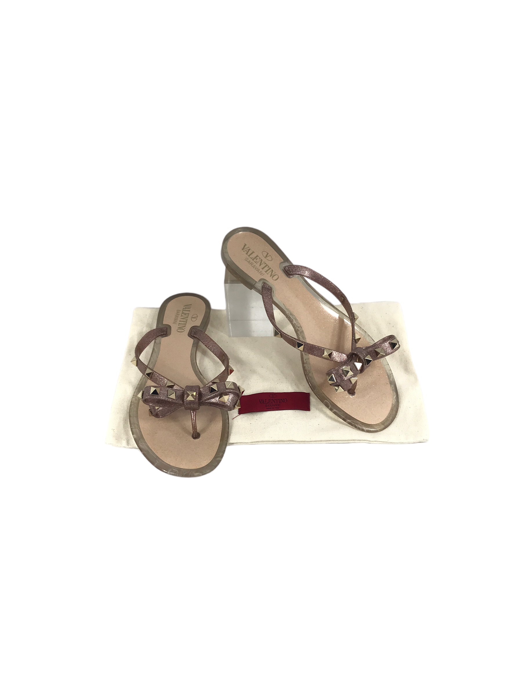 Sparkle Jelly Bow Rockstud Thongs W/GHW