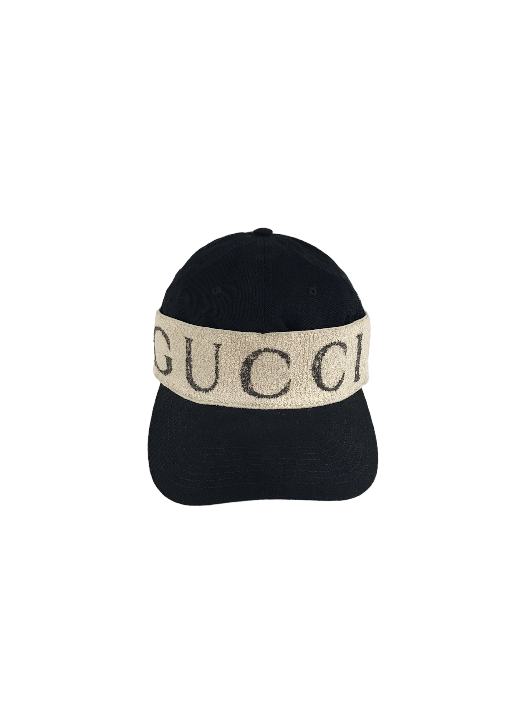 Black Cotton Logo Print Baseball Cap