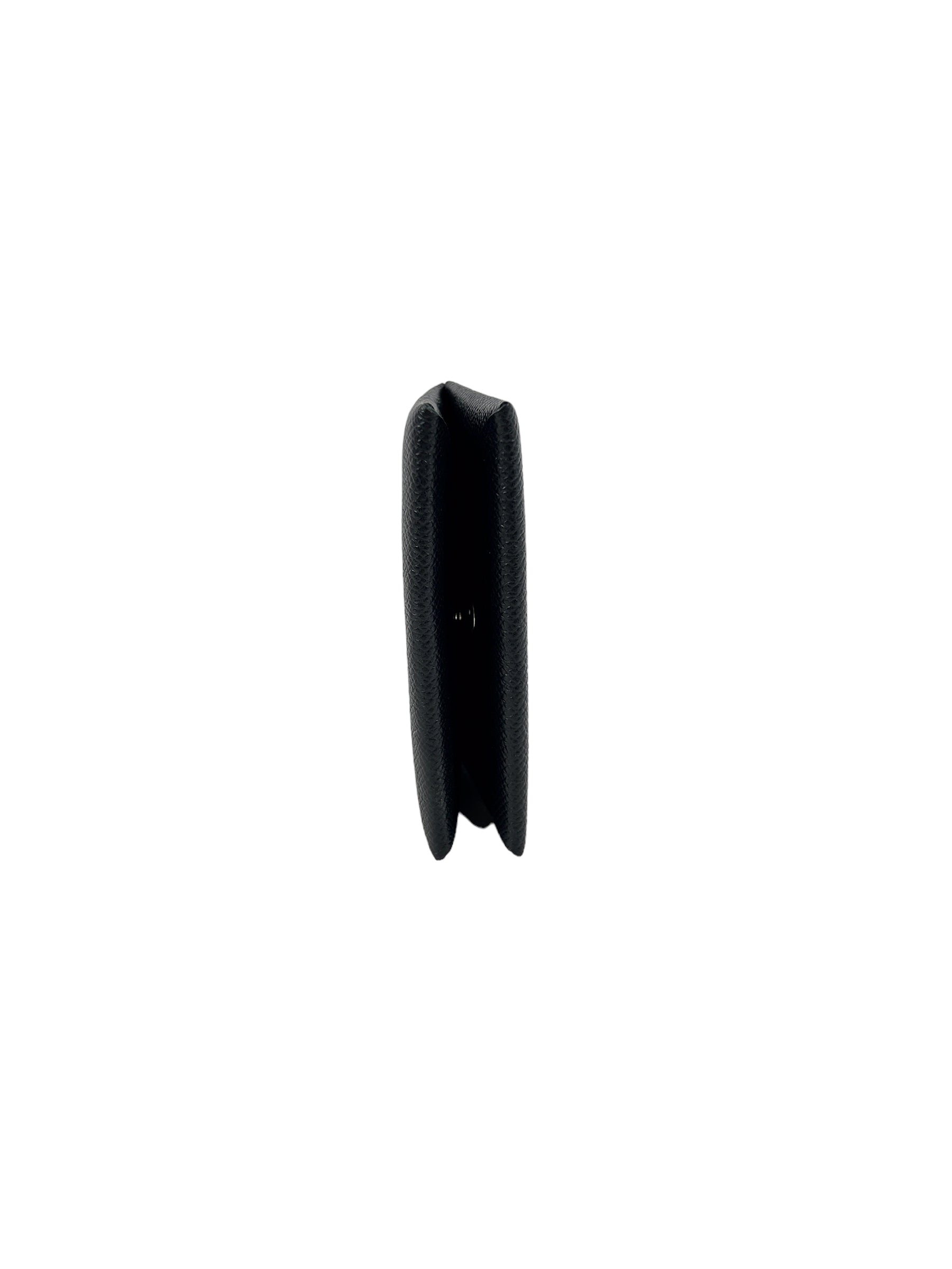 Black Epsom Leather Calvi Card Holder w/PHW