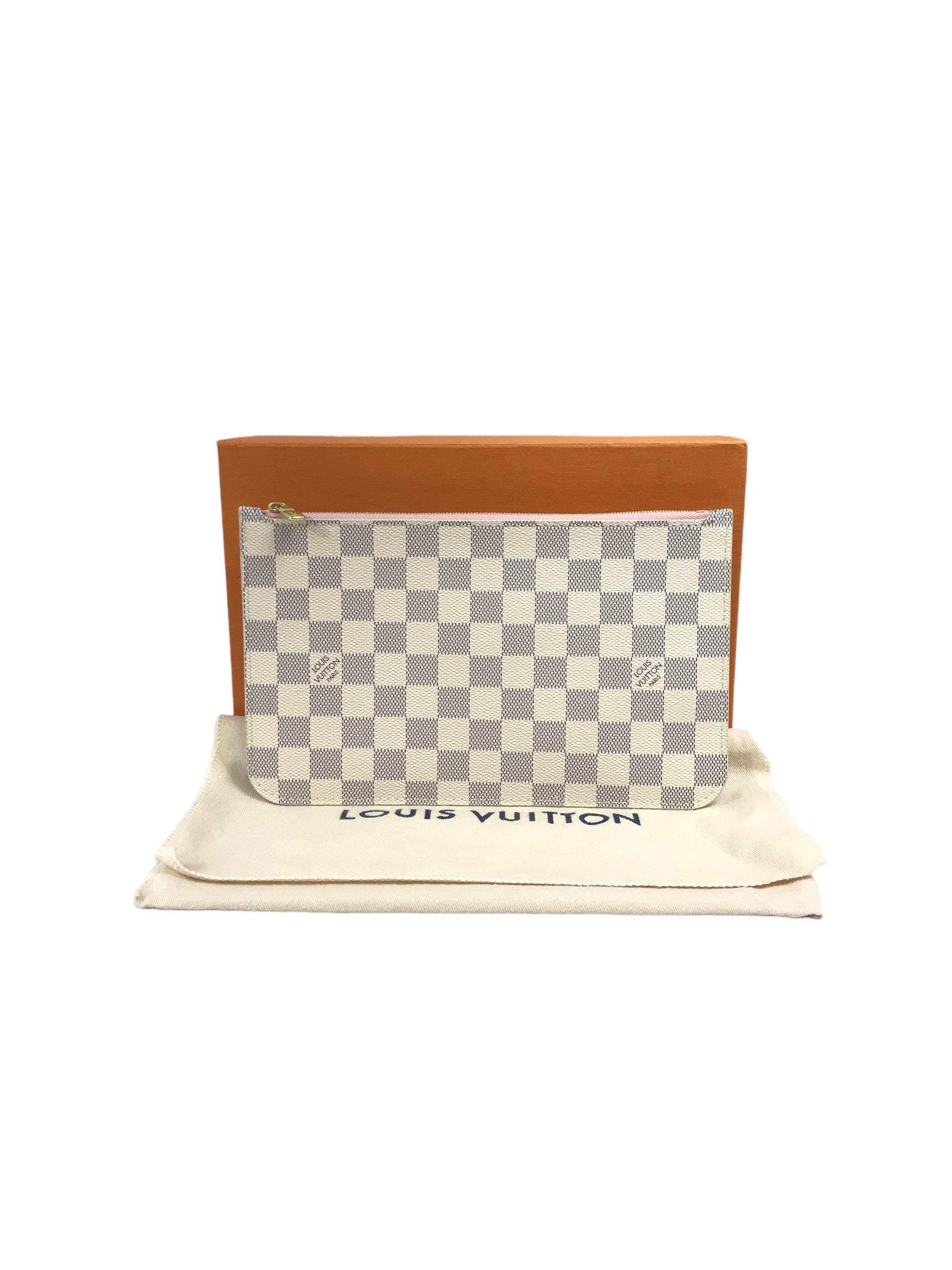 Damier Azur Coated Canvas Wristlet w/leather handle w/GHW