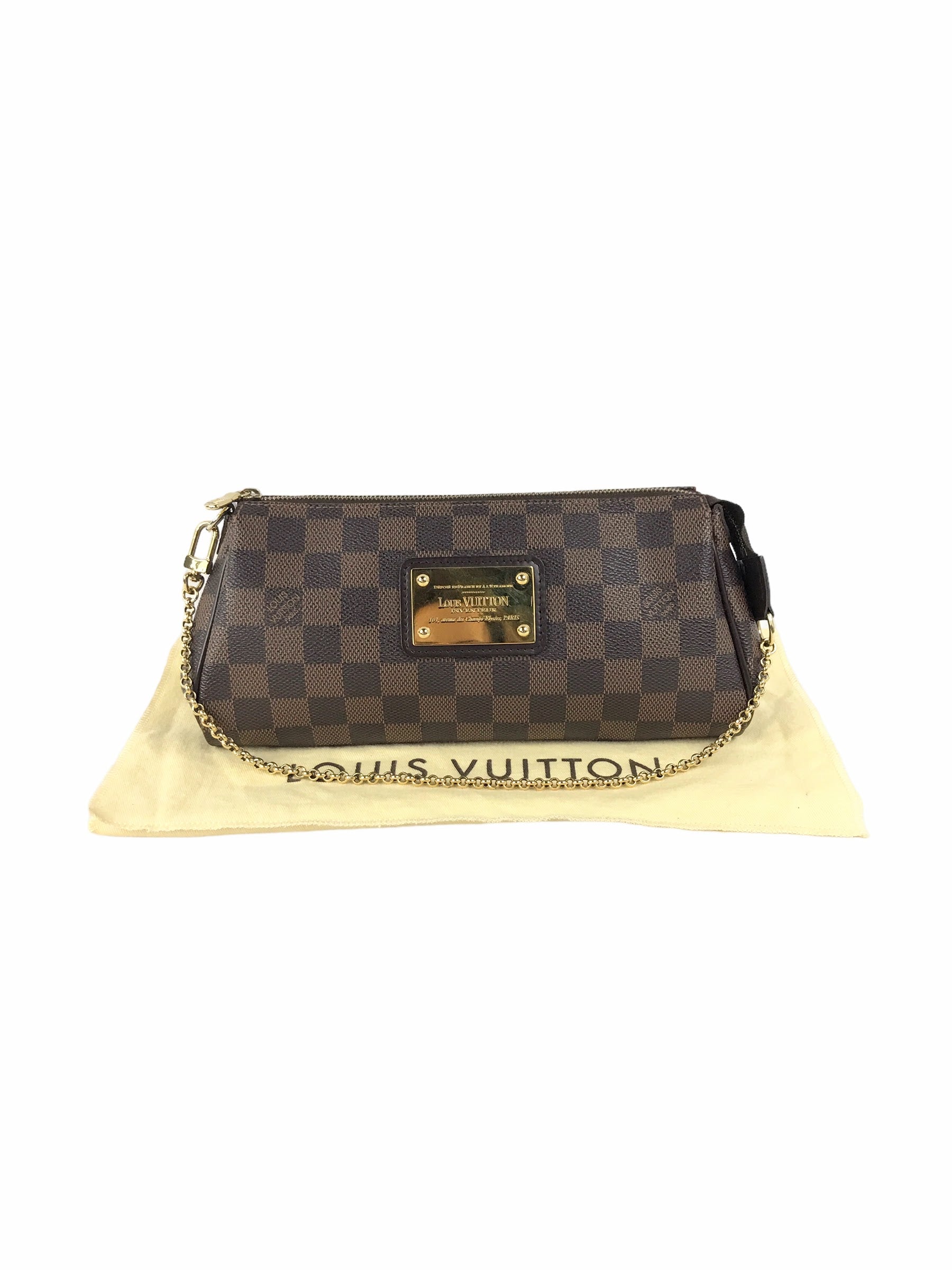 Monogram Damier Ebene Coated Canvas Eva Clutch w/GHW