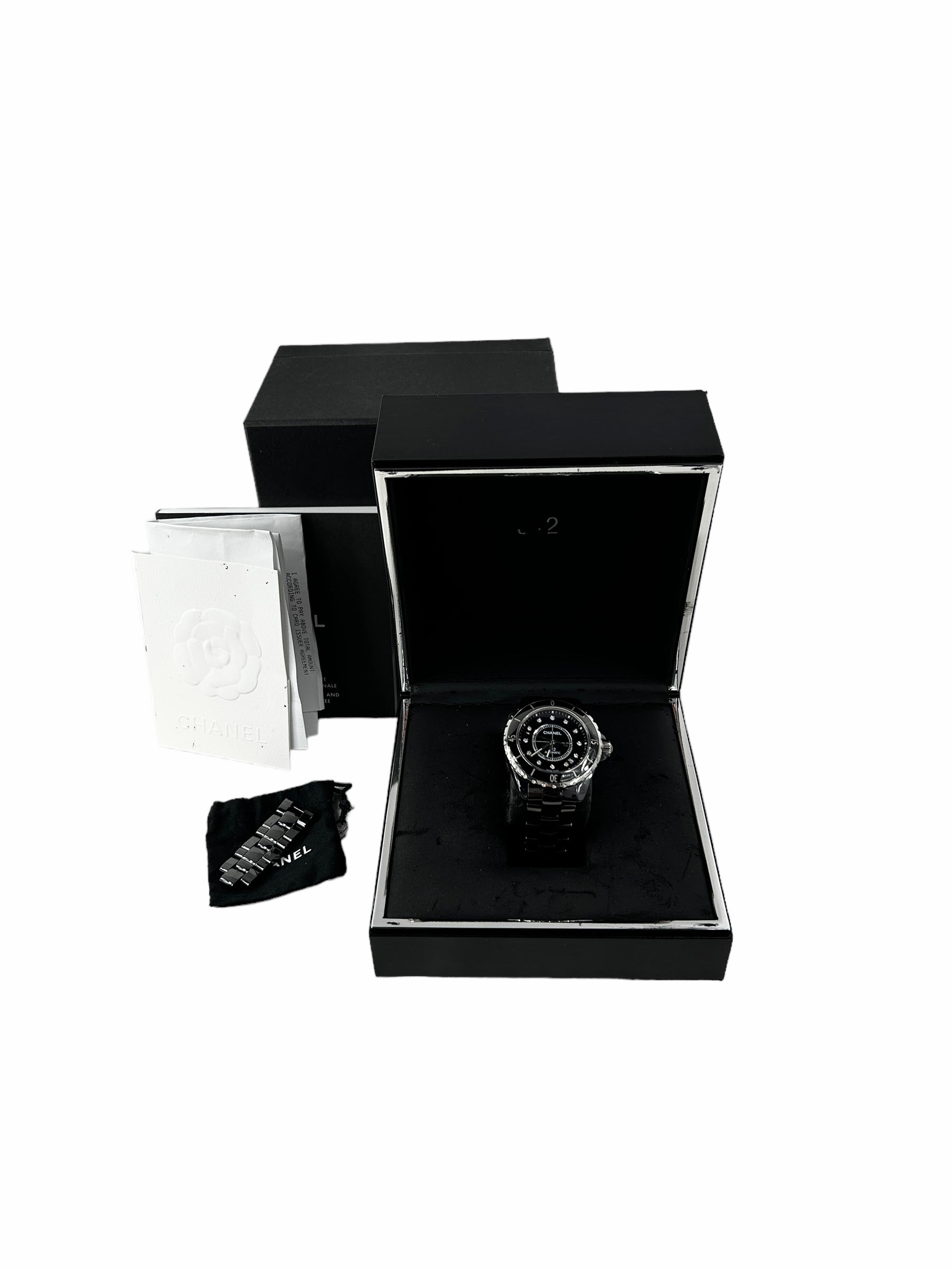 J12 Black Ceramic 38mm w/Accent Diamond Watch