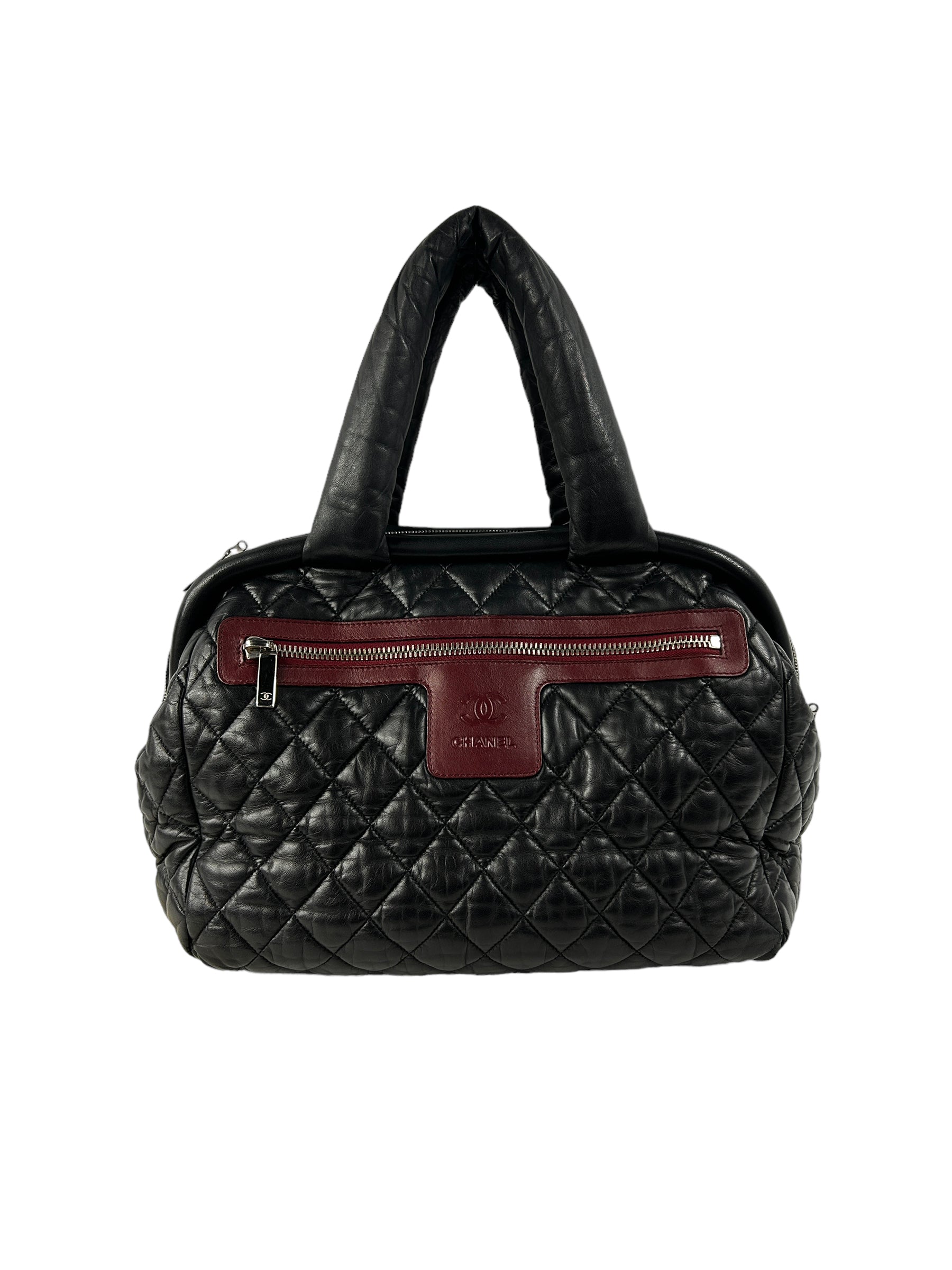 Black Quilted Lambskin Coco Cocoon Bowler Travel Bag w/SHW