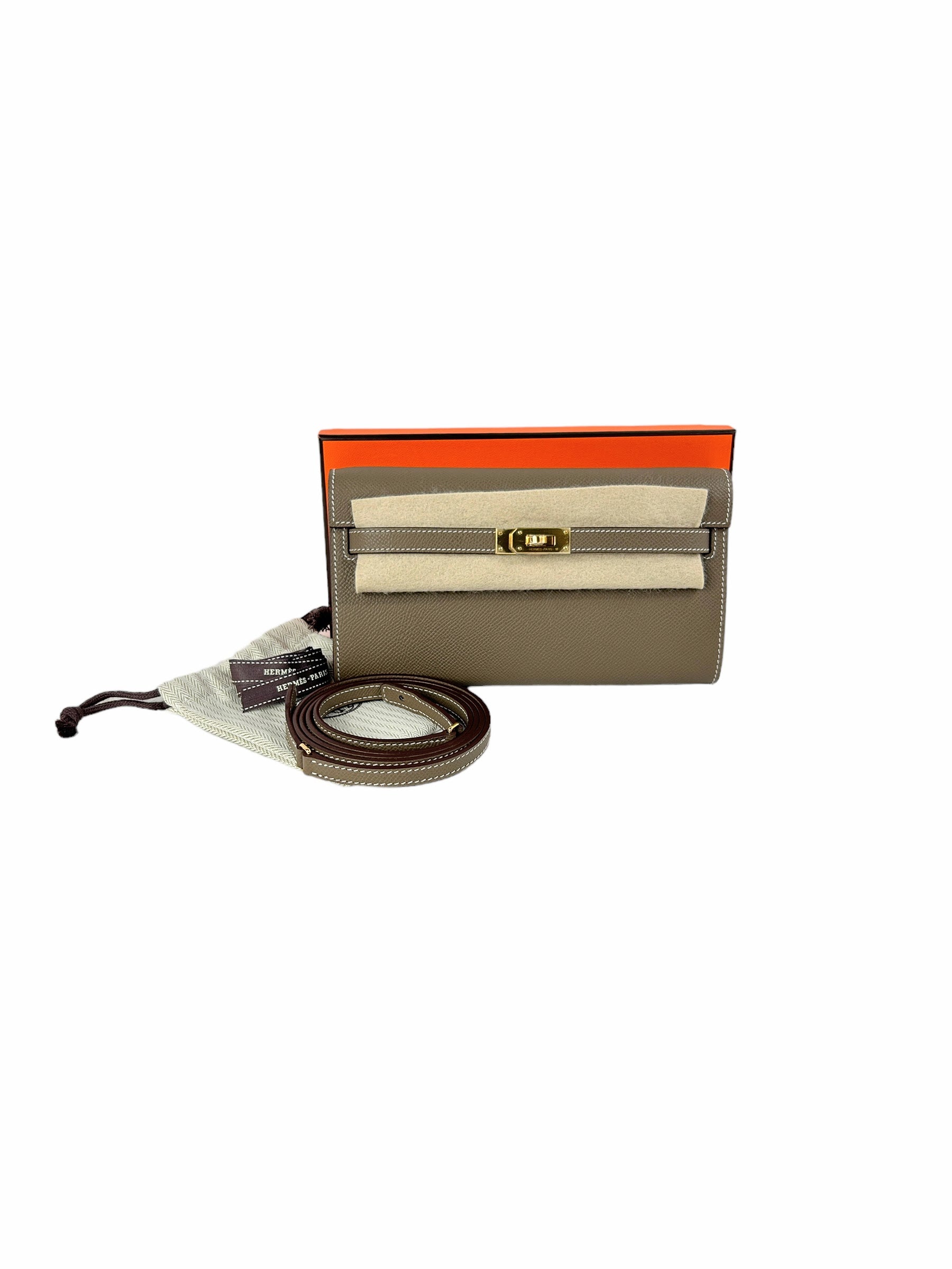 Etoupe Epsom Leather Kelly To Go Wallet w/GHW