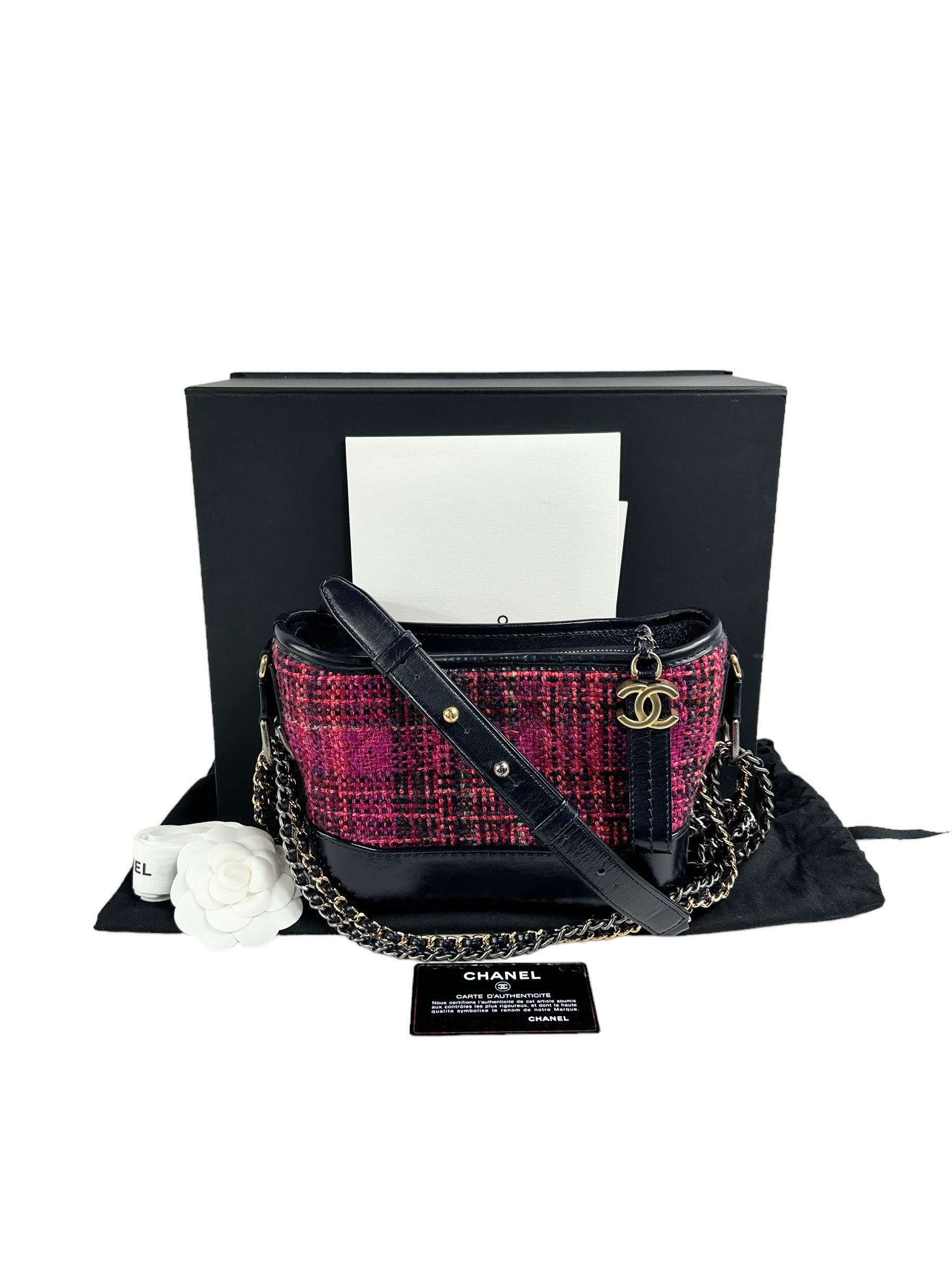 Pink/Navy Tweed Small Gabrielle Bag w/GHW/SHW/RHW/AGHW