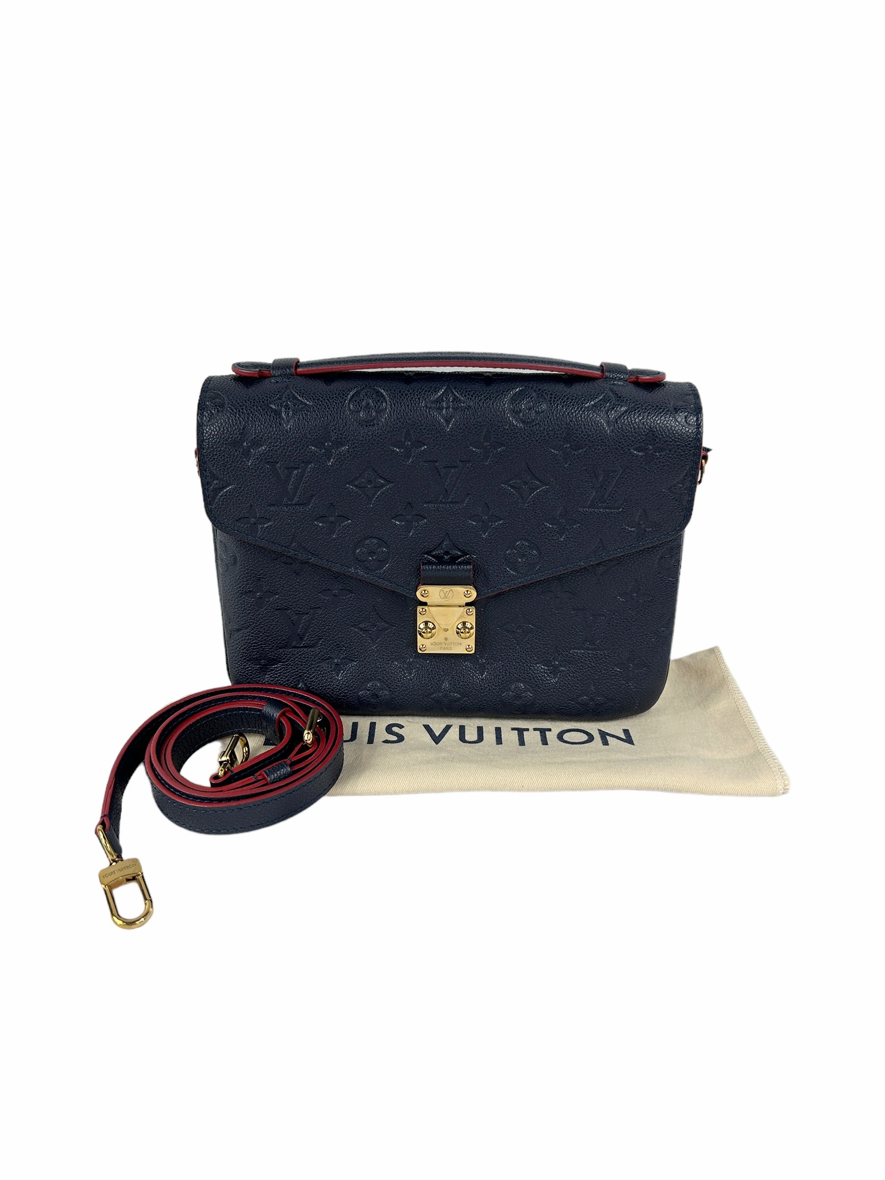 Navy/Red Empriente Leather Pochette Metis w/GHW