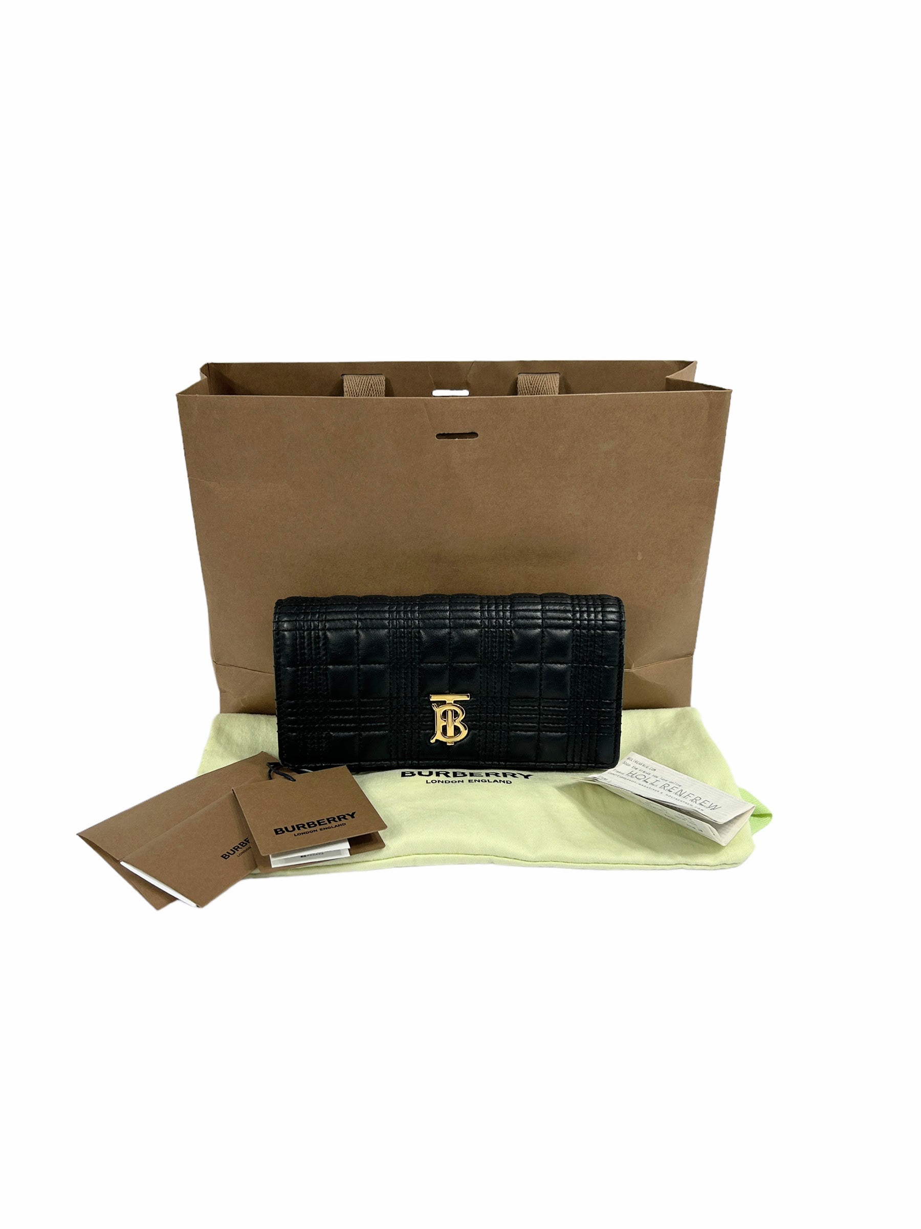 Black Quilted Lola Lambskin Leather Wallet