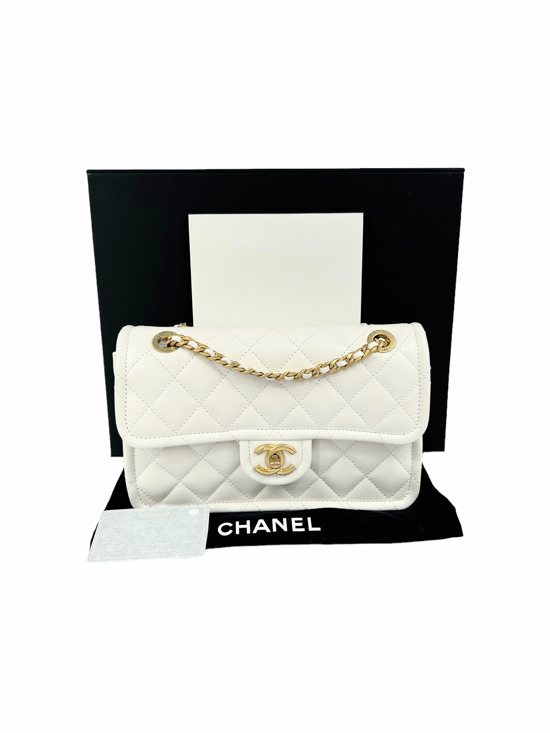White Caviar CC Timeless Flap Bag w/AGHW