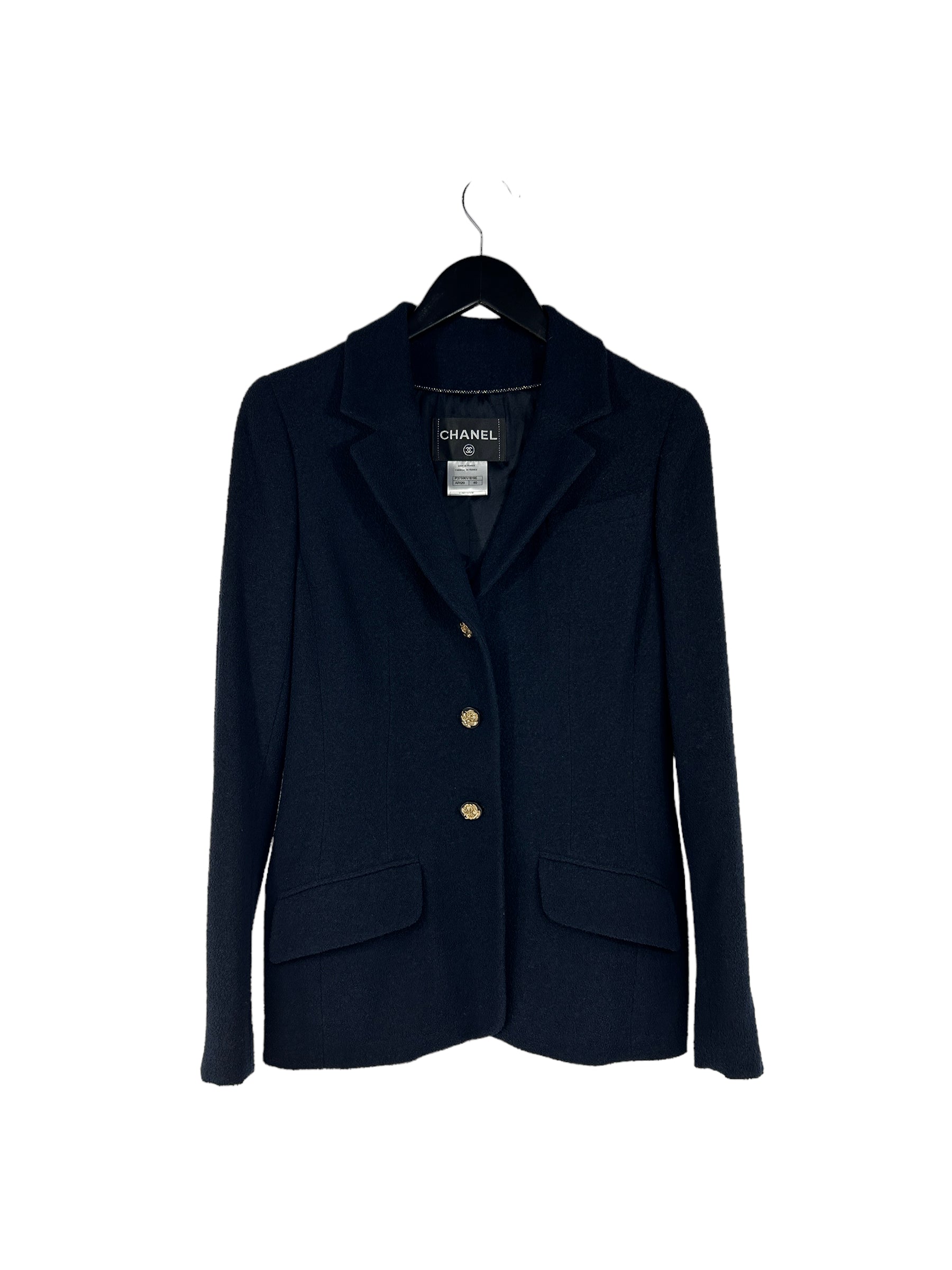 Navy Wool Blazer w/CC Gold Buttons