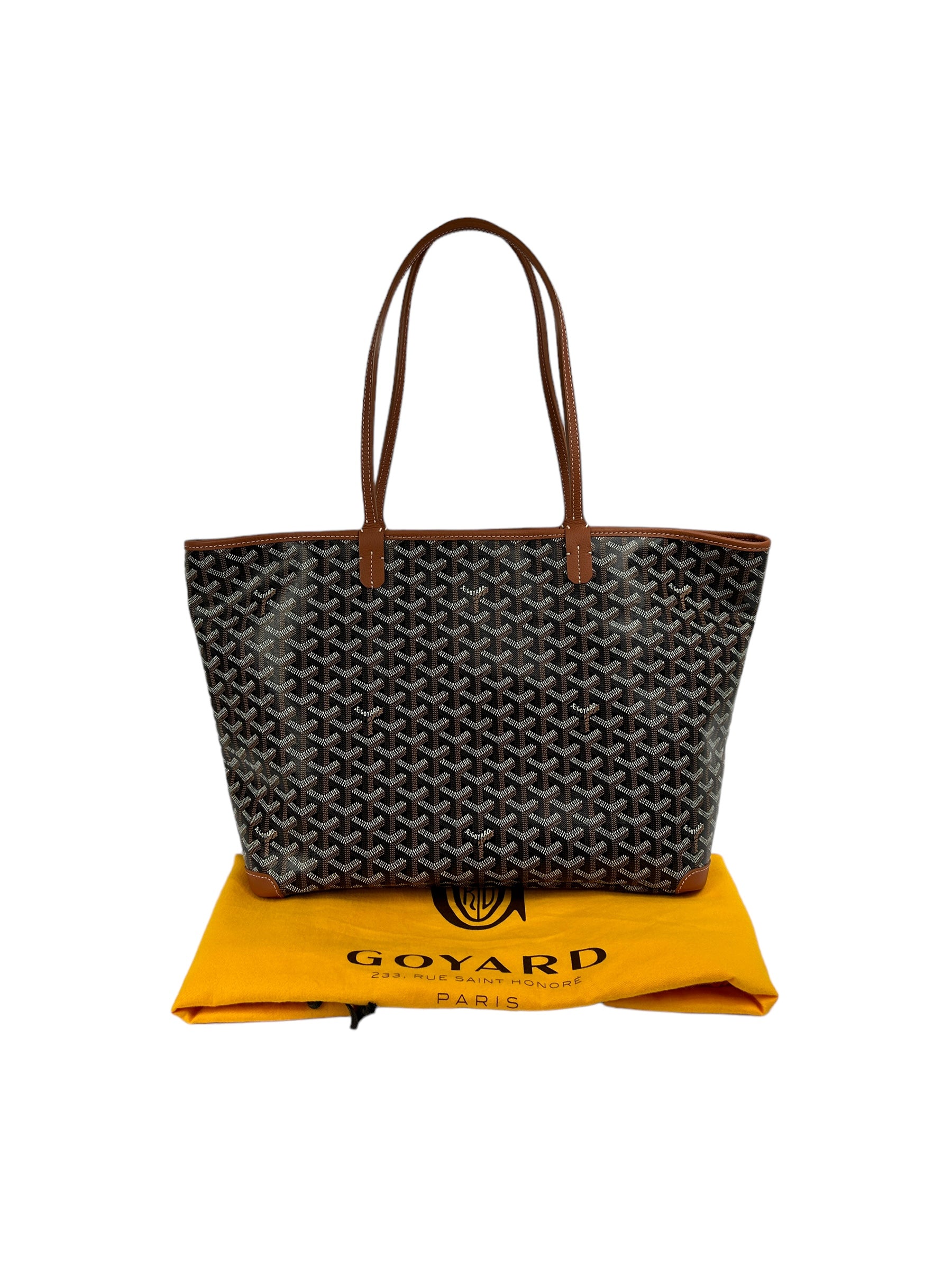Goyardine Coated Canvas Black/Tan and Chevroches Calfskin leather Artois Tote Bag