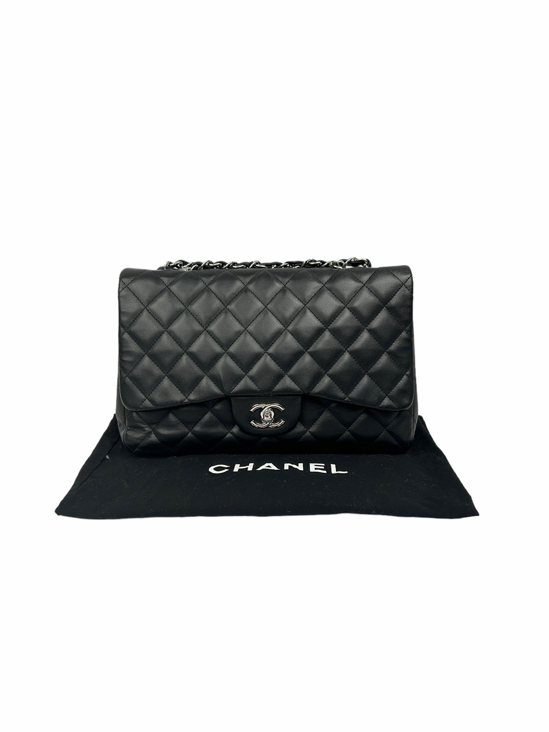 Black Quilted Lambskin Single Flap Classic Jumbo w/SHW