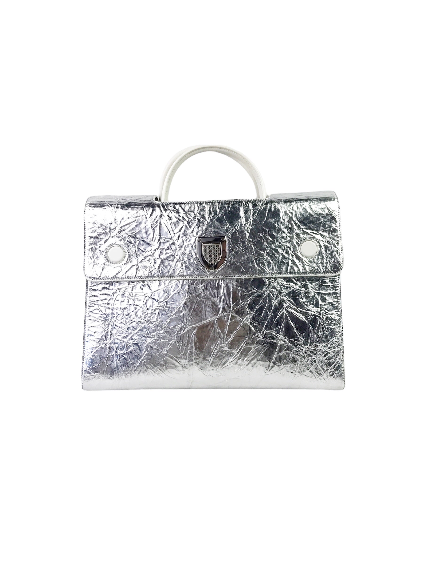 Silver Leather Large Diorever Bag W/SHW