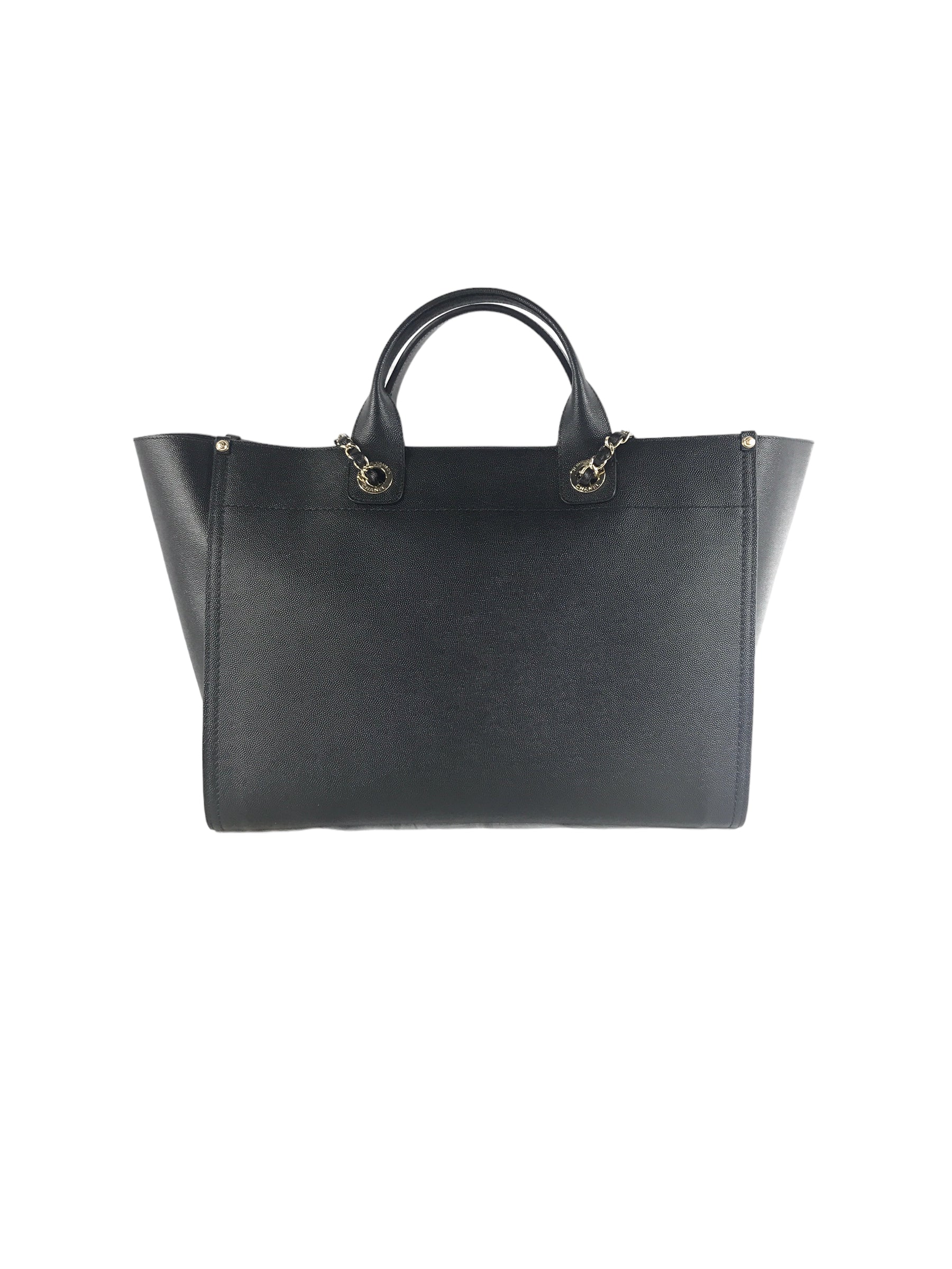 Black Caviar Leather Large Studded Deauville Bag w/GHW