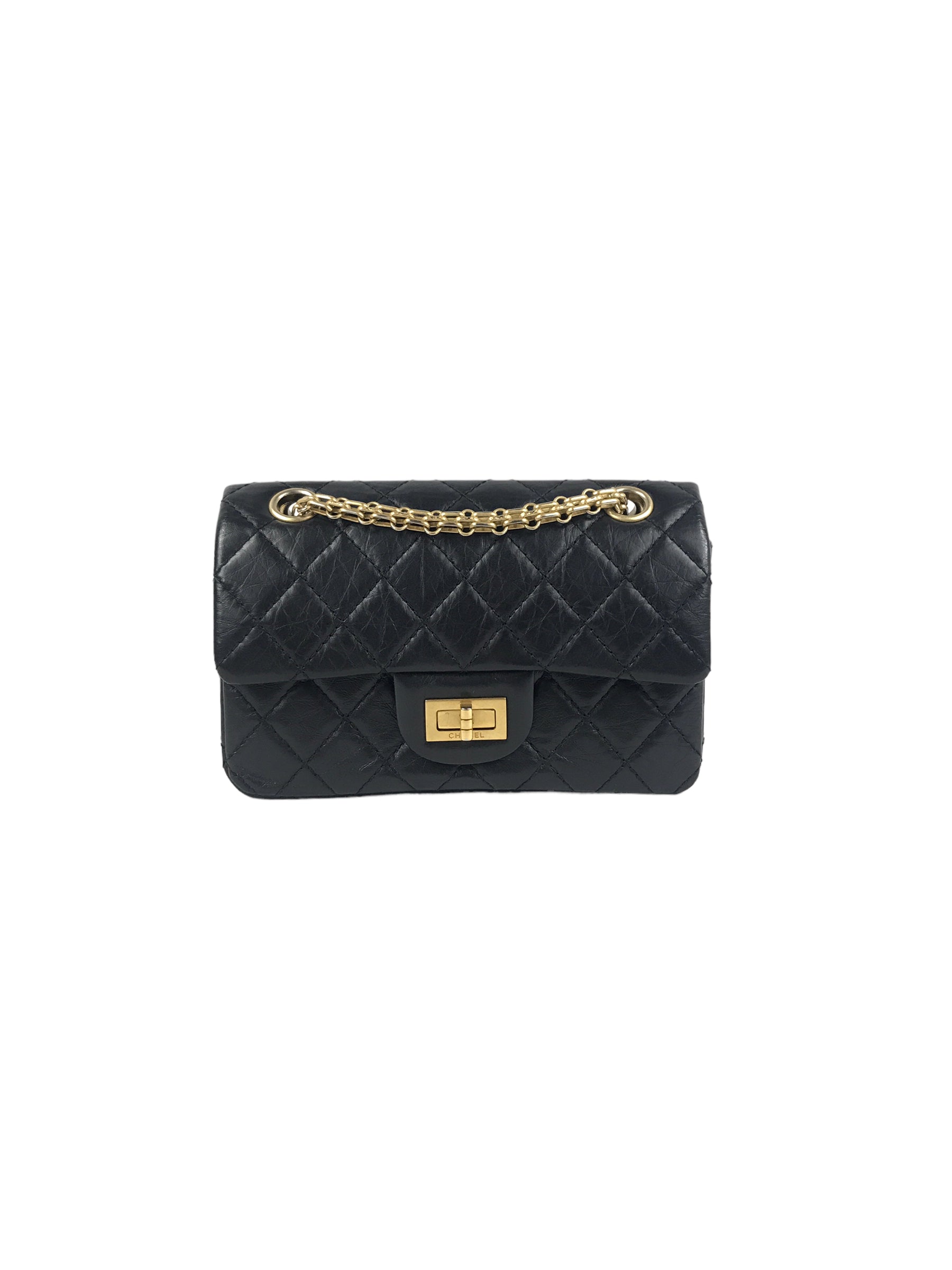Black Quilted Crinkled Lambskin Reissue Mini 2.55 W/AGHW