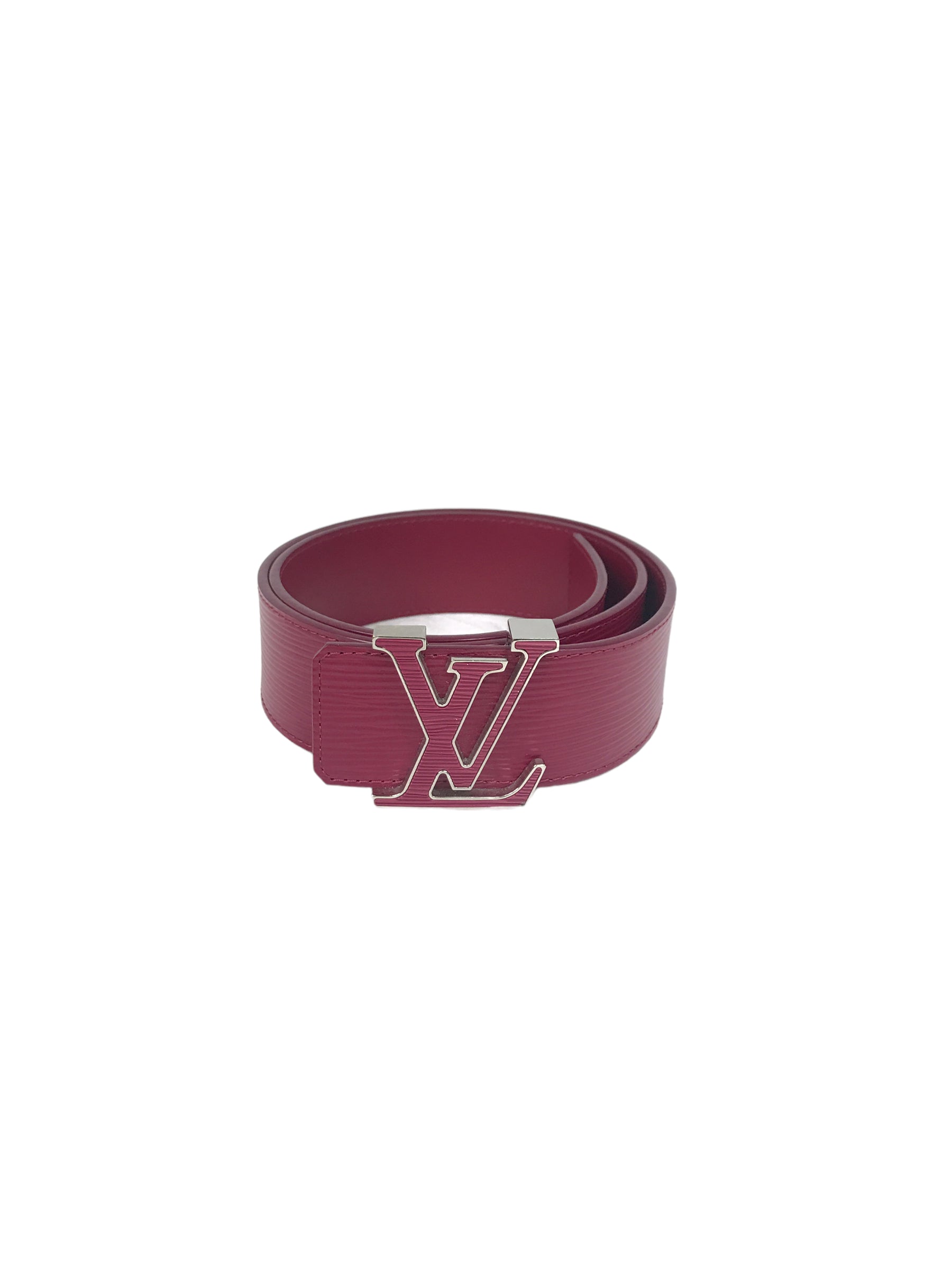 Raspberry LV Initials Wide Epi Leather Belt