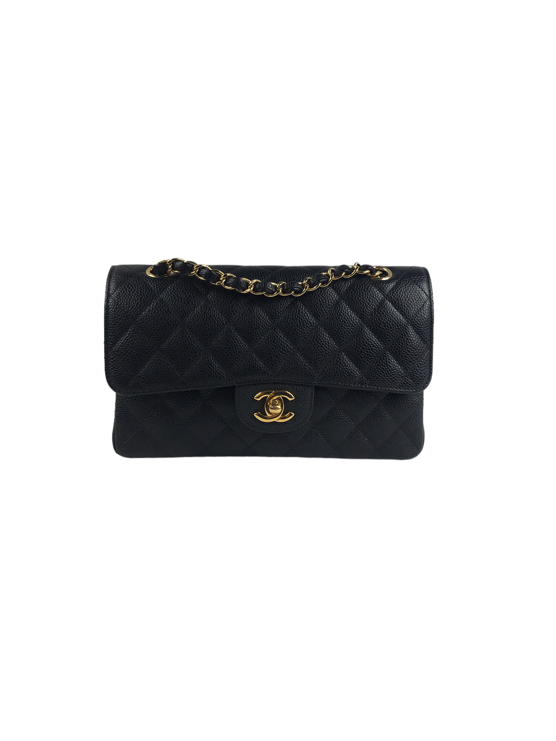 Black Caviar Small Double Flap Classic w/GHW