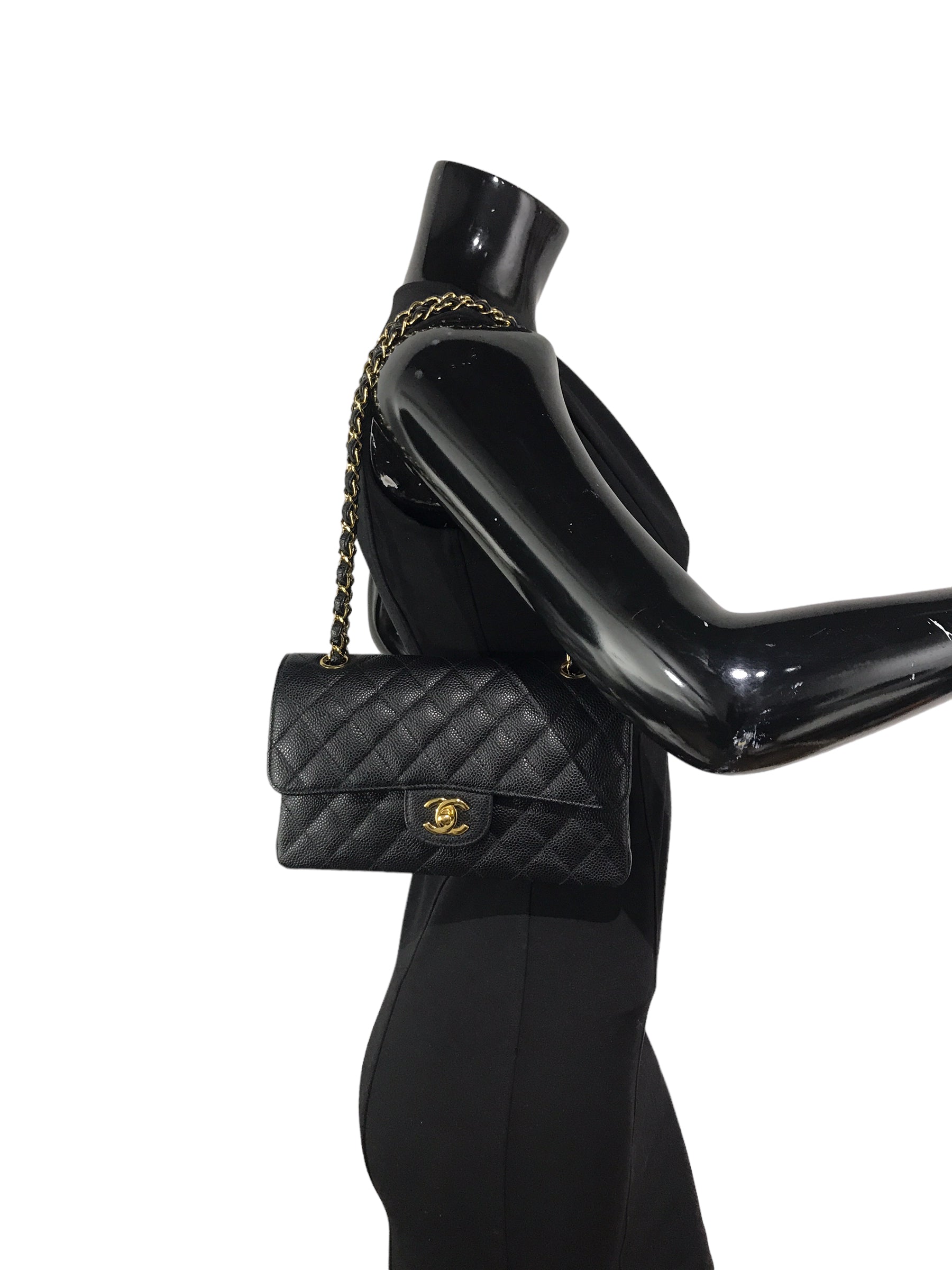 Black Caviar Small Double Flap Classic w/GHW