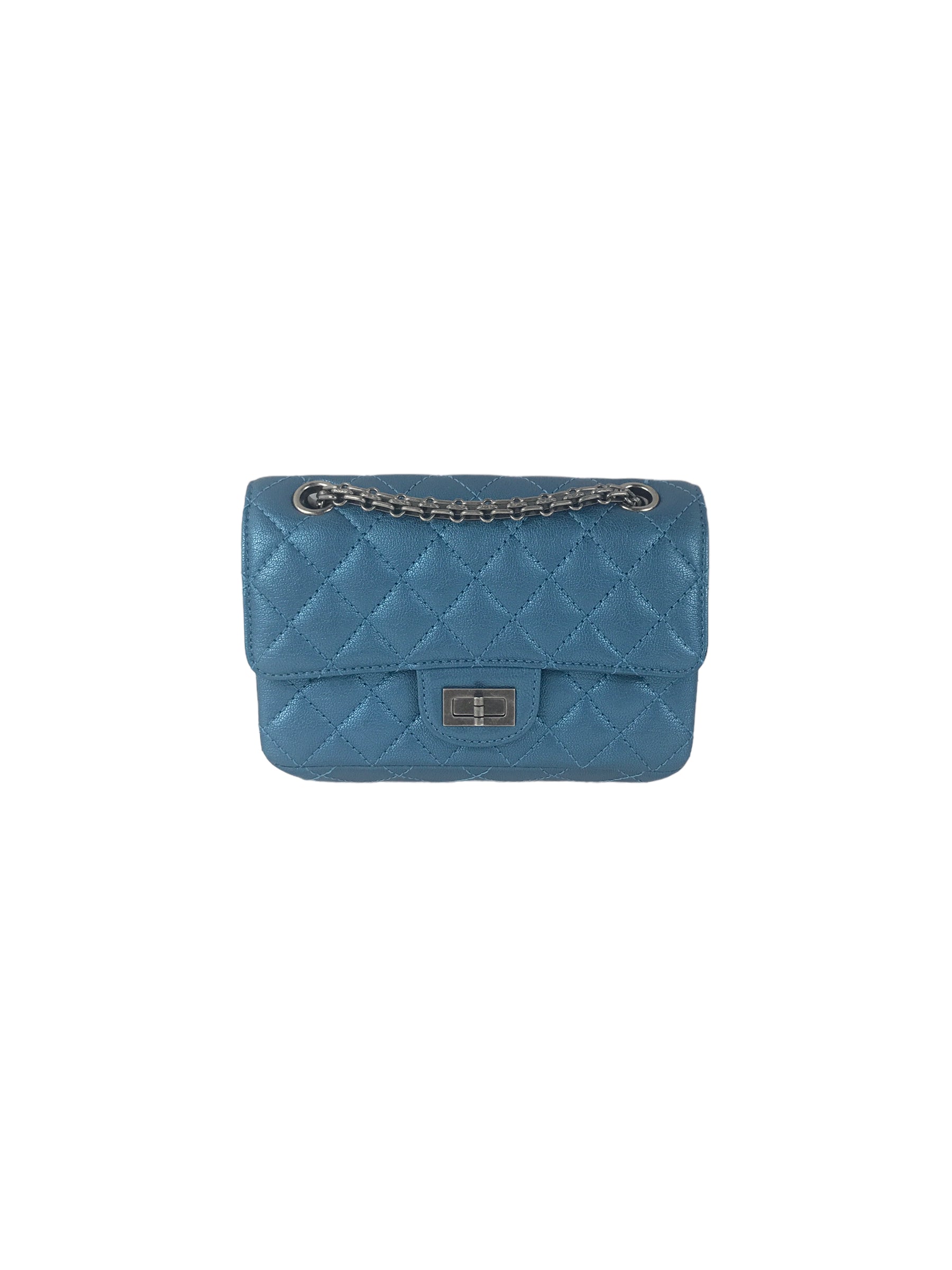Blue Iridescent Quilted Mini Reissue W/RHW