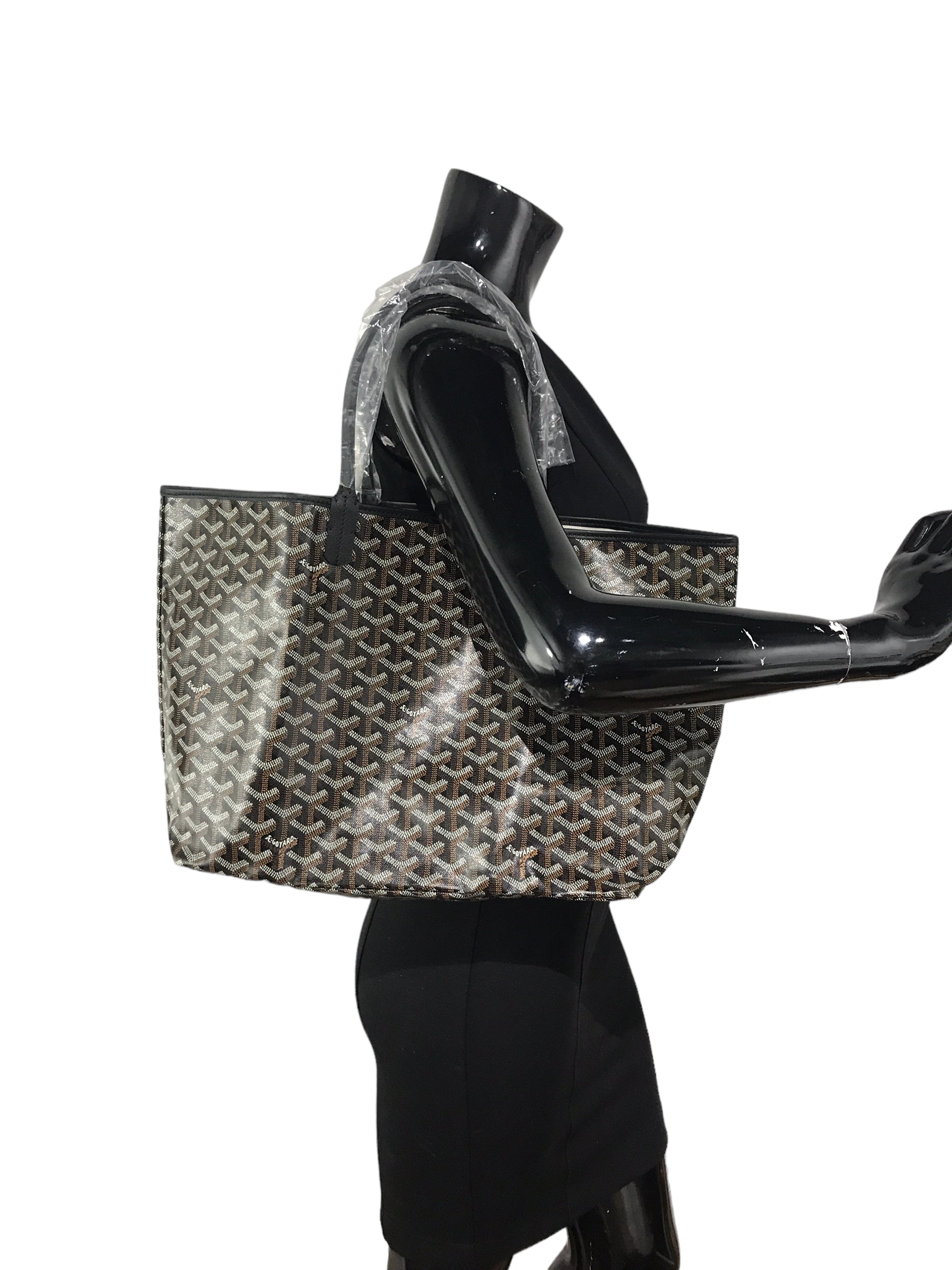 Black St. Louis Coated Canvas PM Shopping Tote