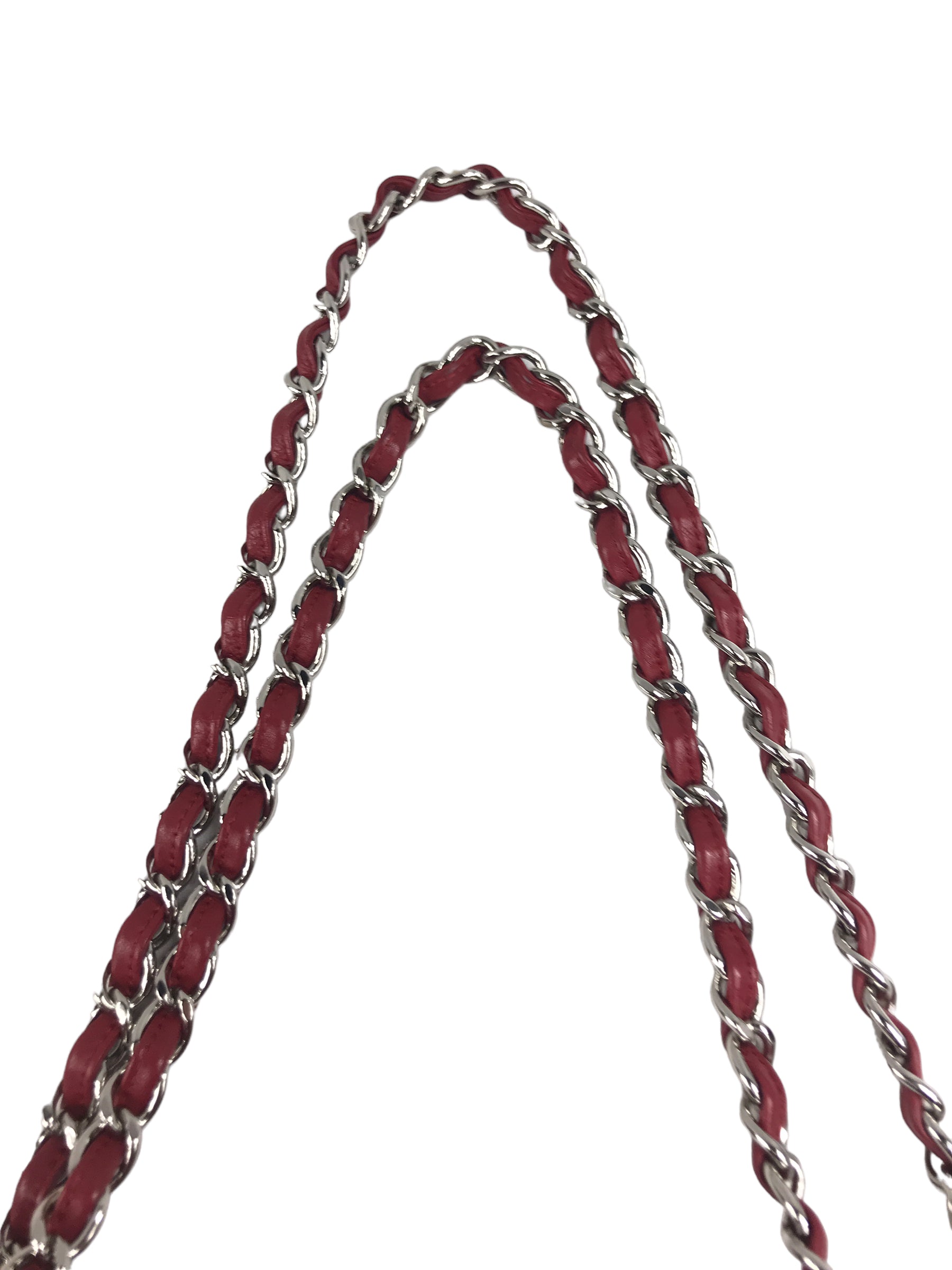 Red Calfskin Quilted Shopping Tote W/SHW
