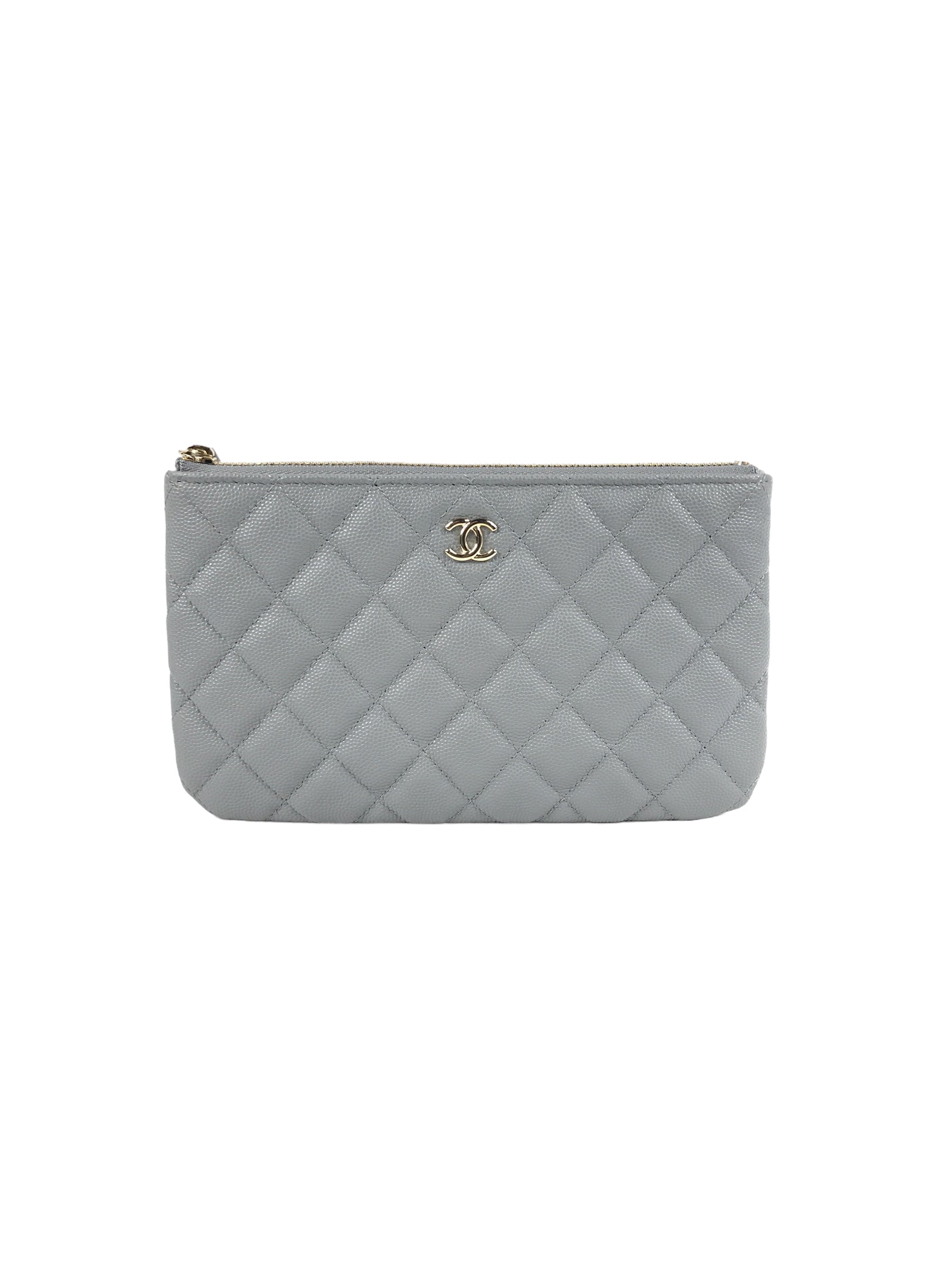 Grey 20C Quilted Caviar O-Pouch W/LGHW