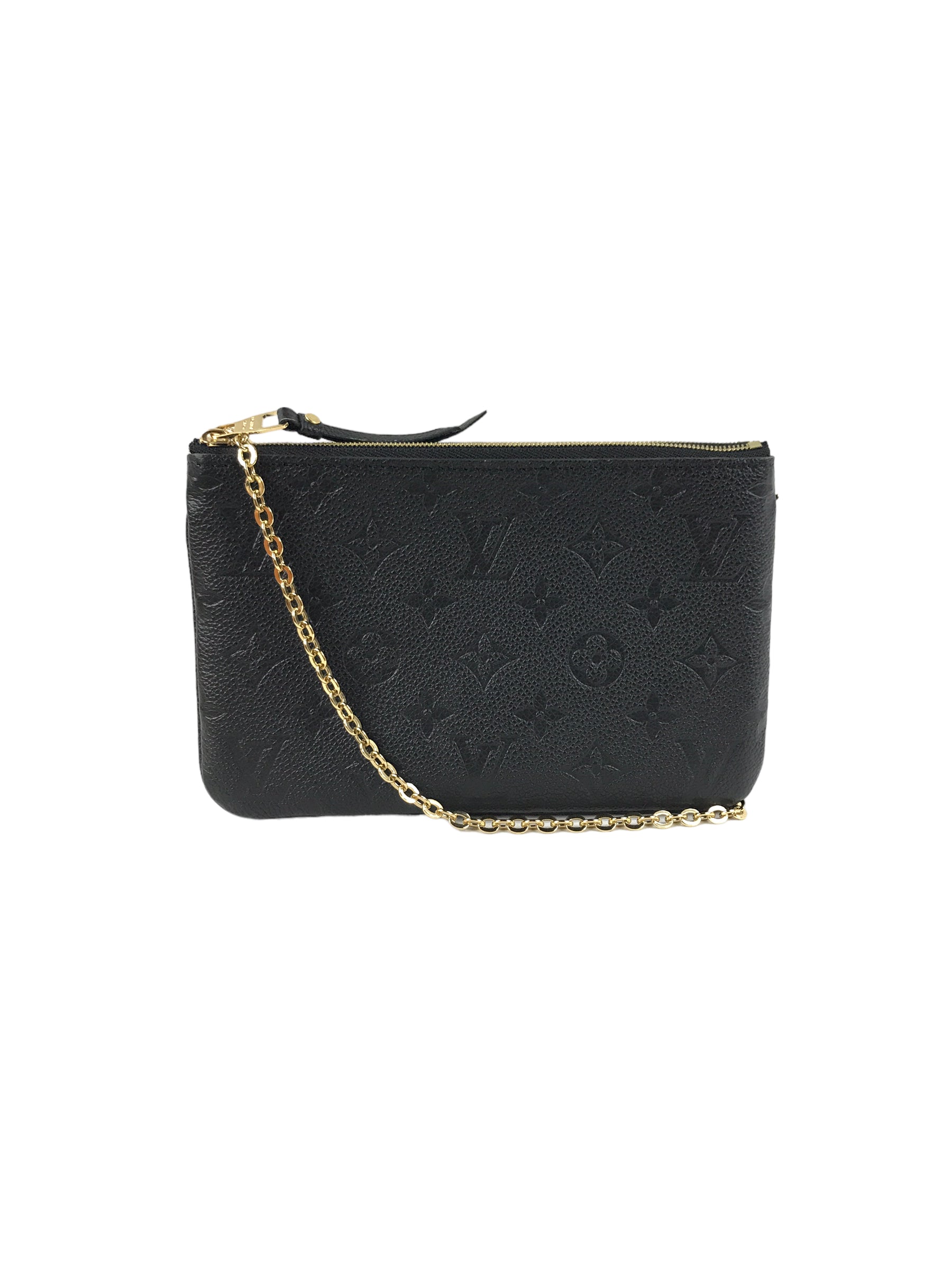 Black Monogram Empriente Leather Double Zip Pochette W/GHW