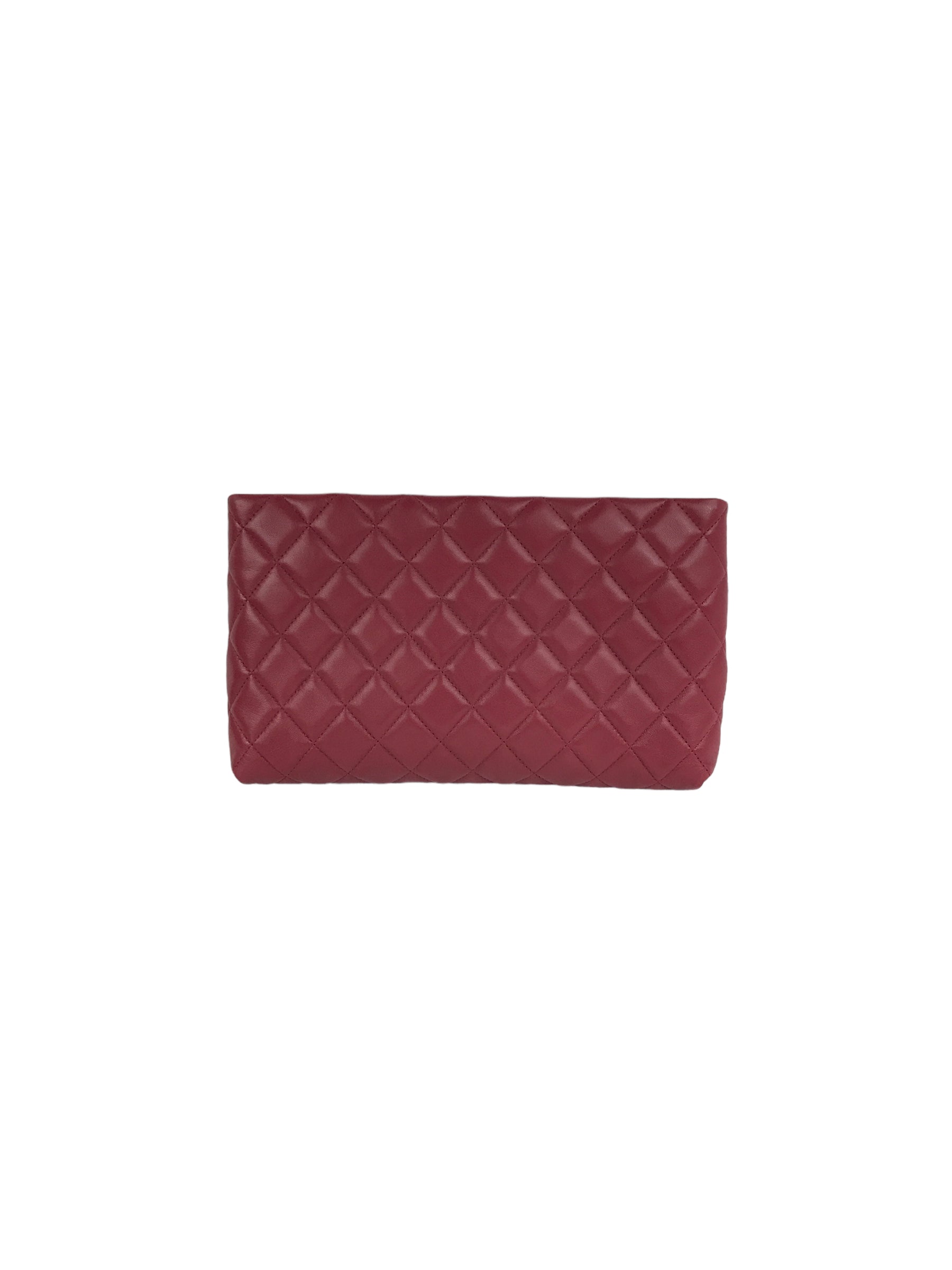 Red Quilted Lambskin CC Clutch W/SHW