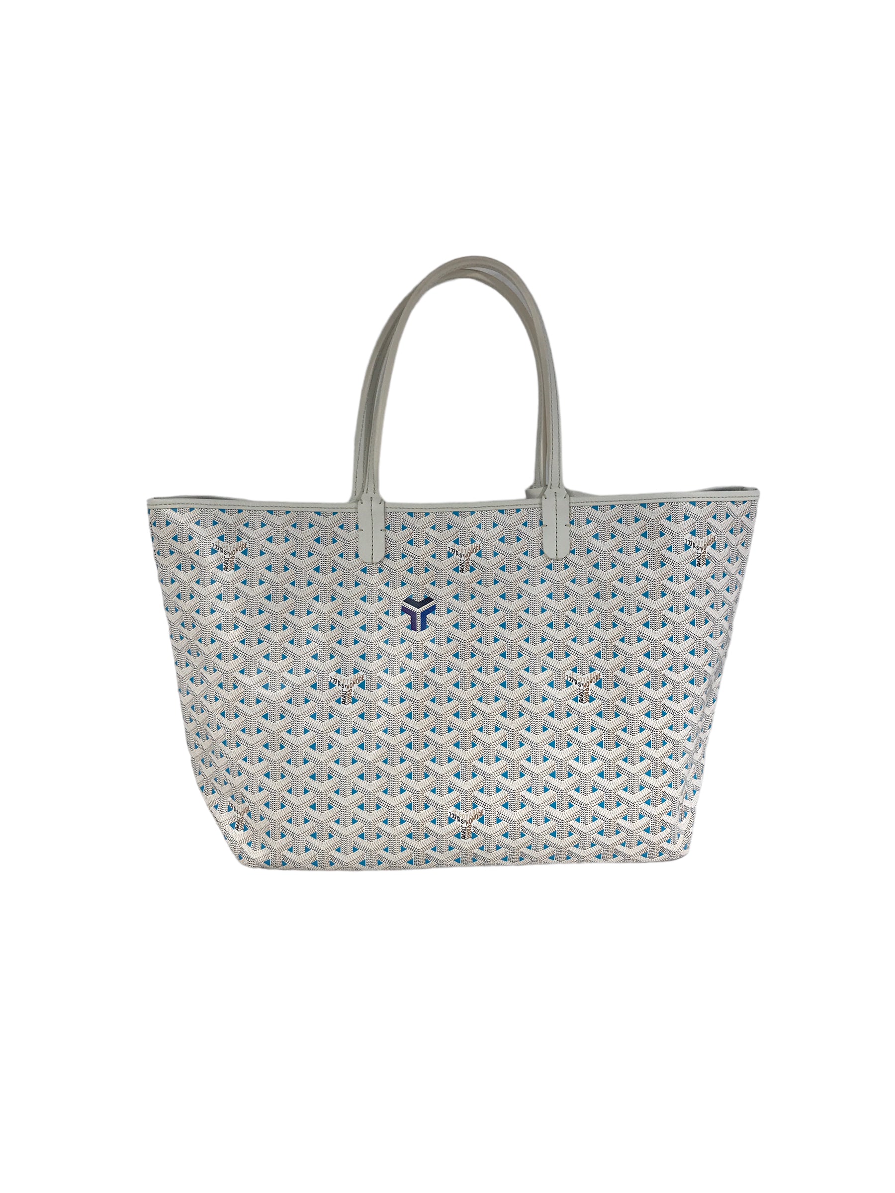 Limited Edition Blue and White Goyardine Canvas and Calfskin Saint Louis Claire-Voie PM Tote