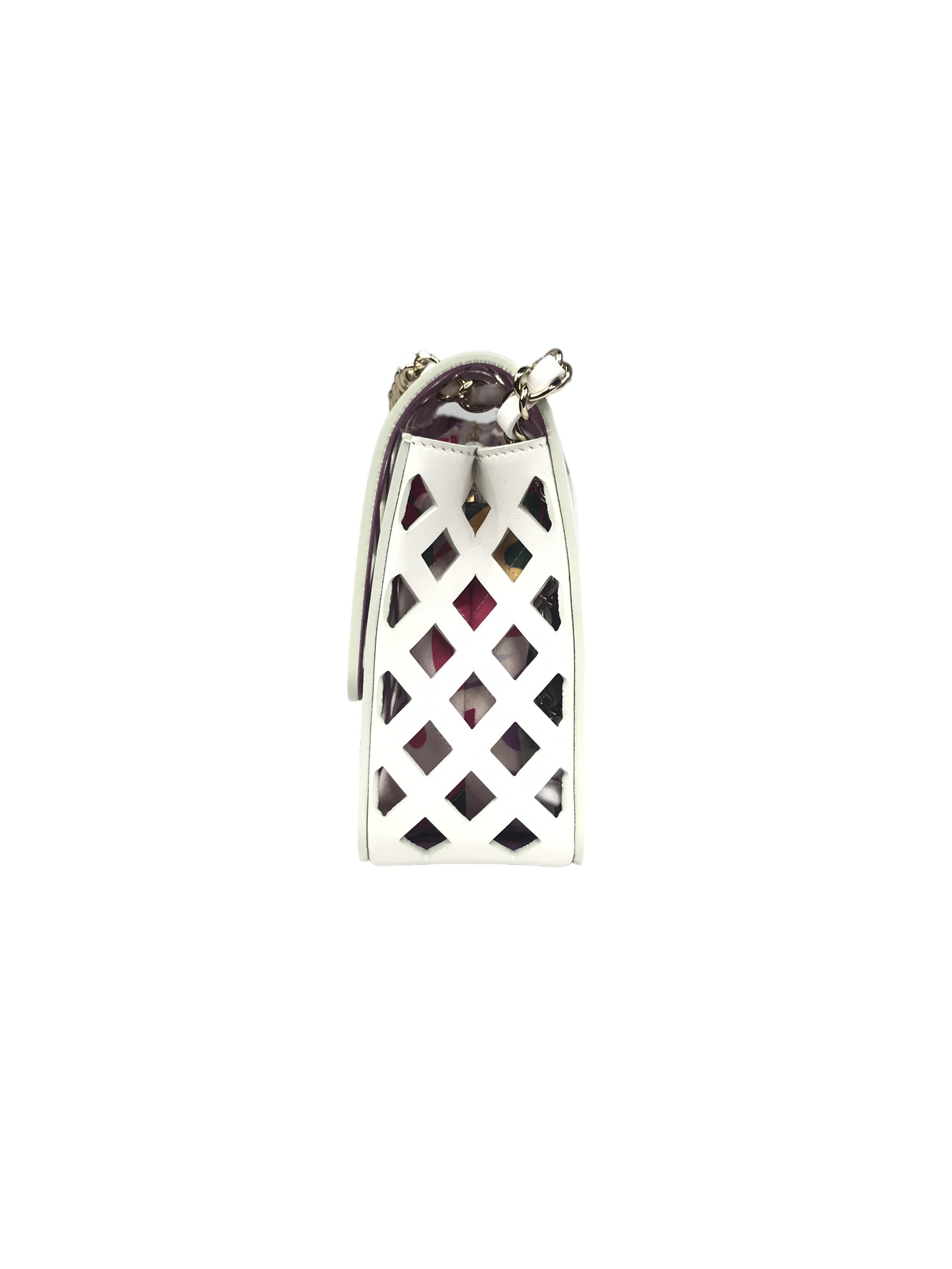 White Leather “See Through” Flap Bag w/GHW