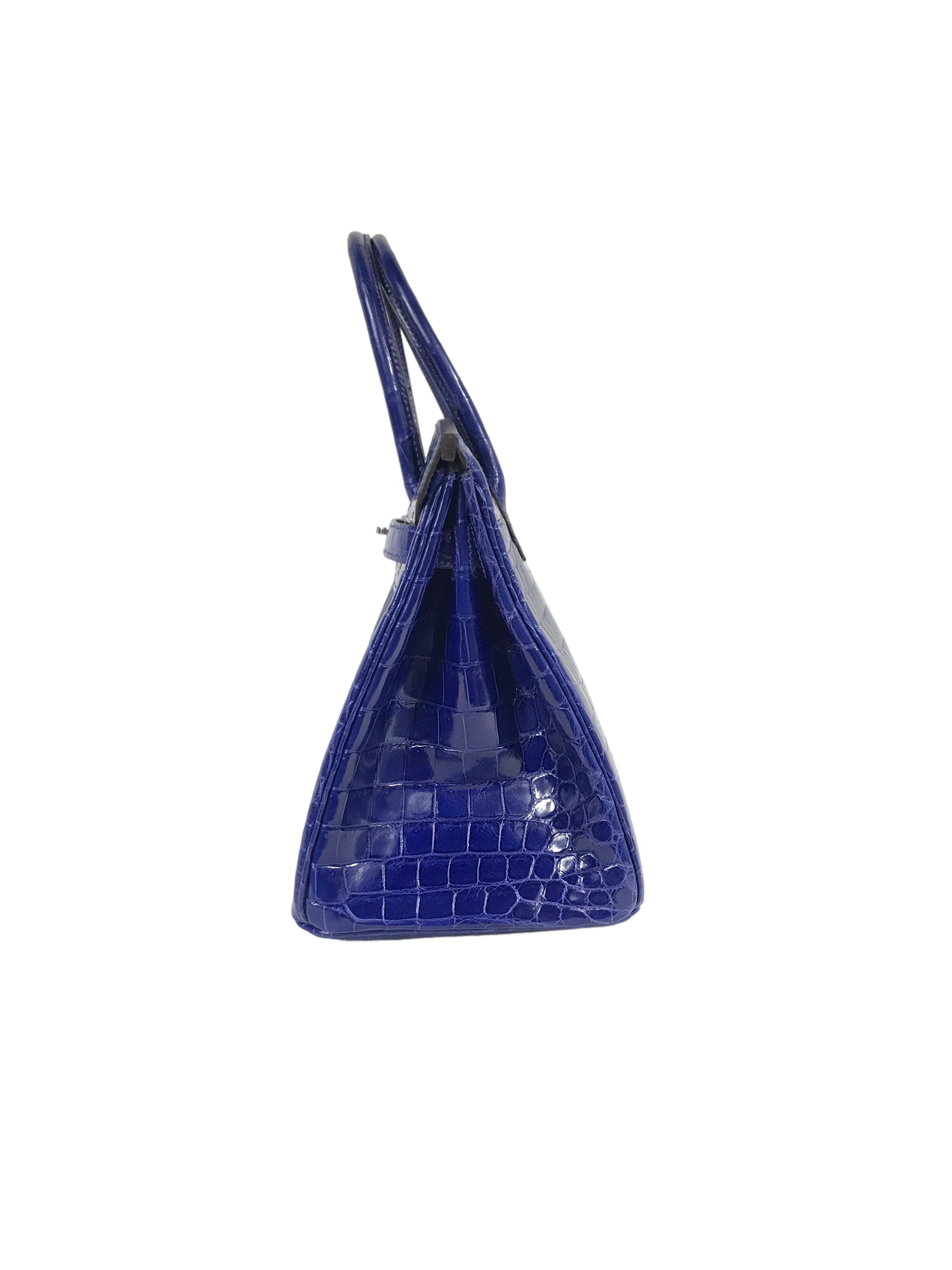 Blue Electric Croc Niloticus Birkin 30 W/ SHW