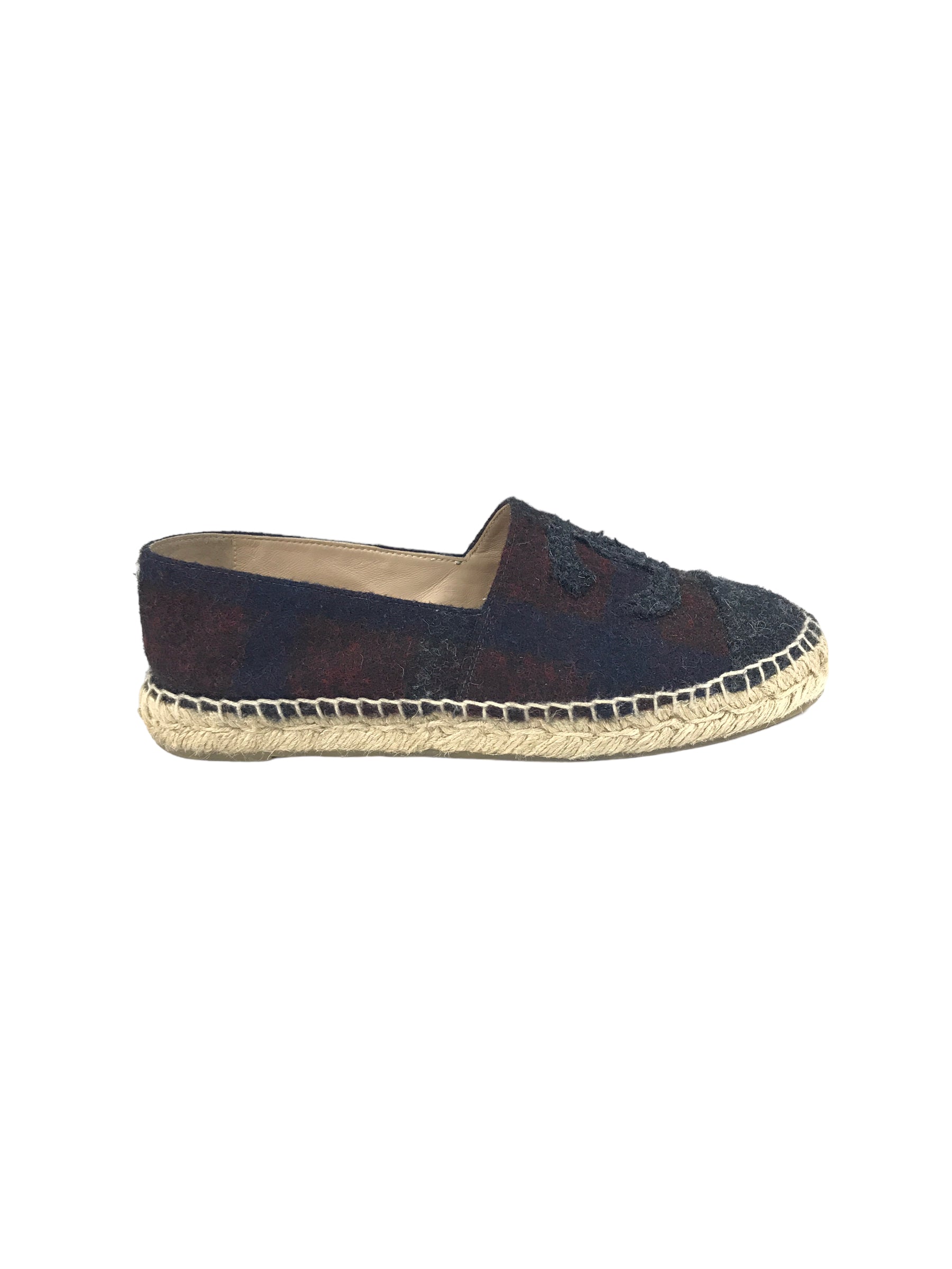 Tweed Burgundy/Navy/Grey CC Espadrilles