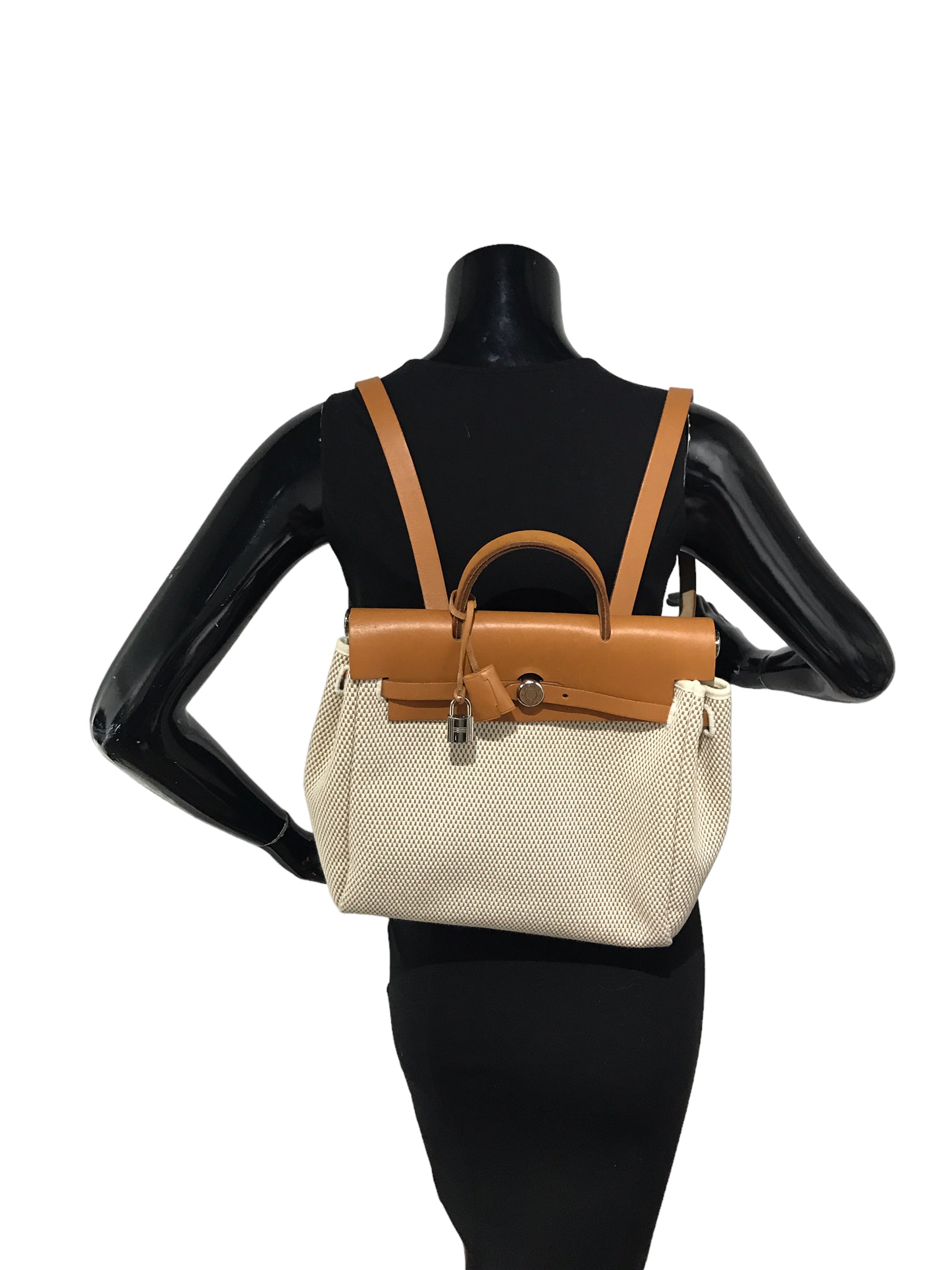 Craie Toile H Canvas Herbag A Dos Zip Backpack GM w/PHW